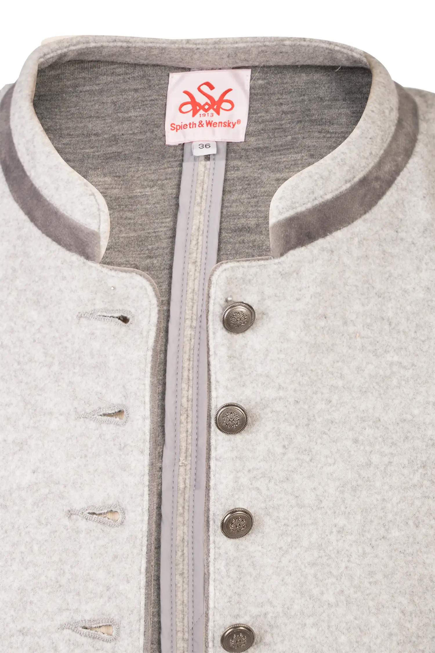 Trachtenjacke Ecatarina in Grau Detail Knopfleiste