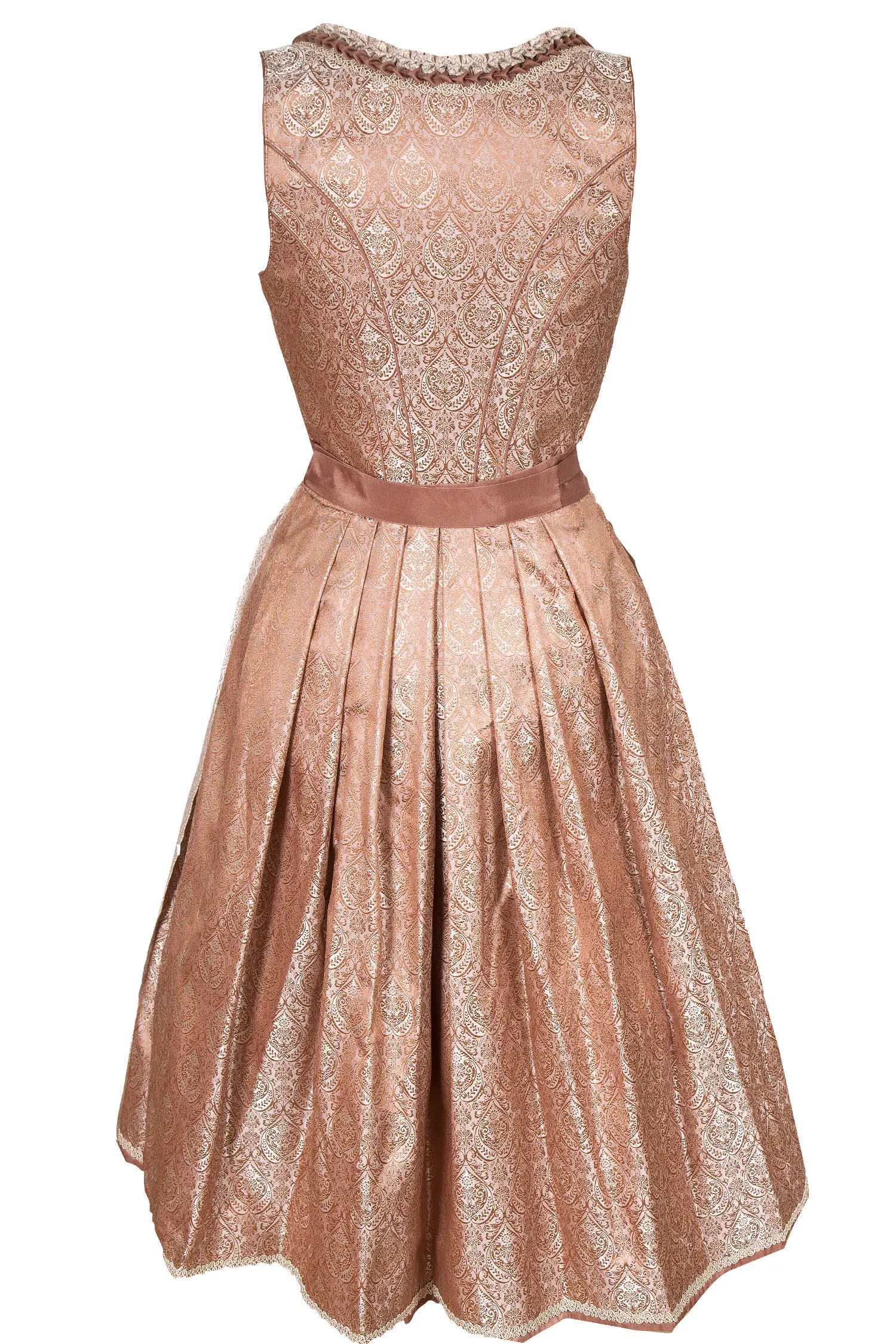 Edles Midi Dirndl in Nougat und creme und hellbraun hinten