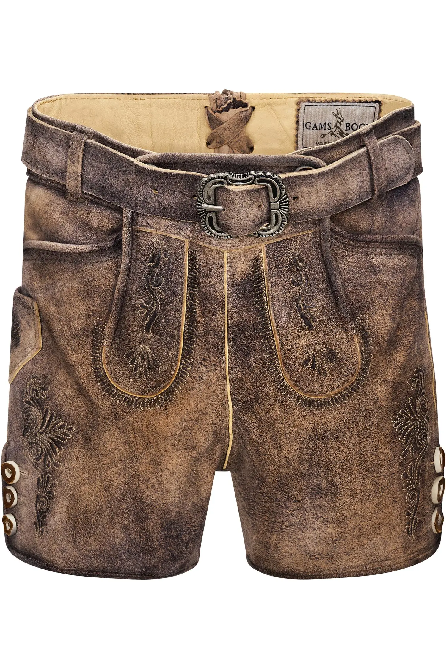 Kinderlederhose Hinterthal von Gamsbock in Braun