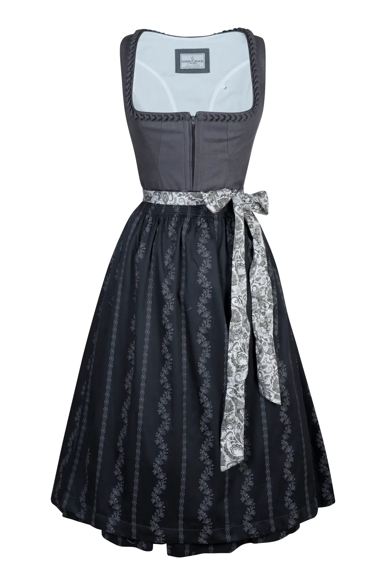 Dirndl Karina in grau mit Leinenmieder