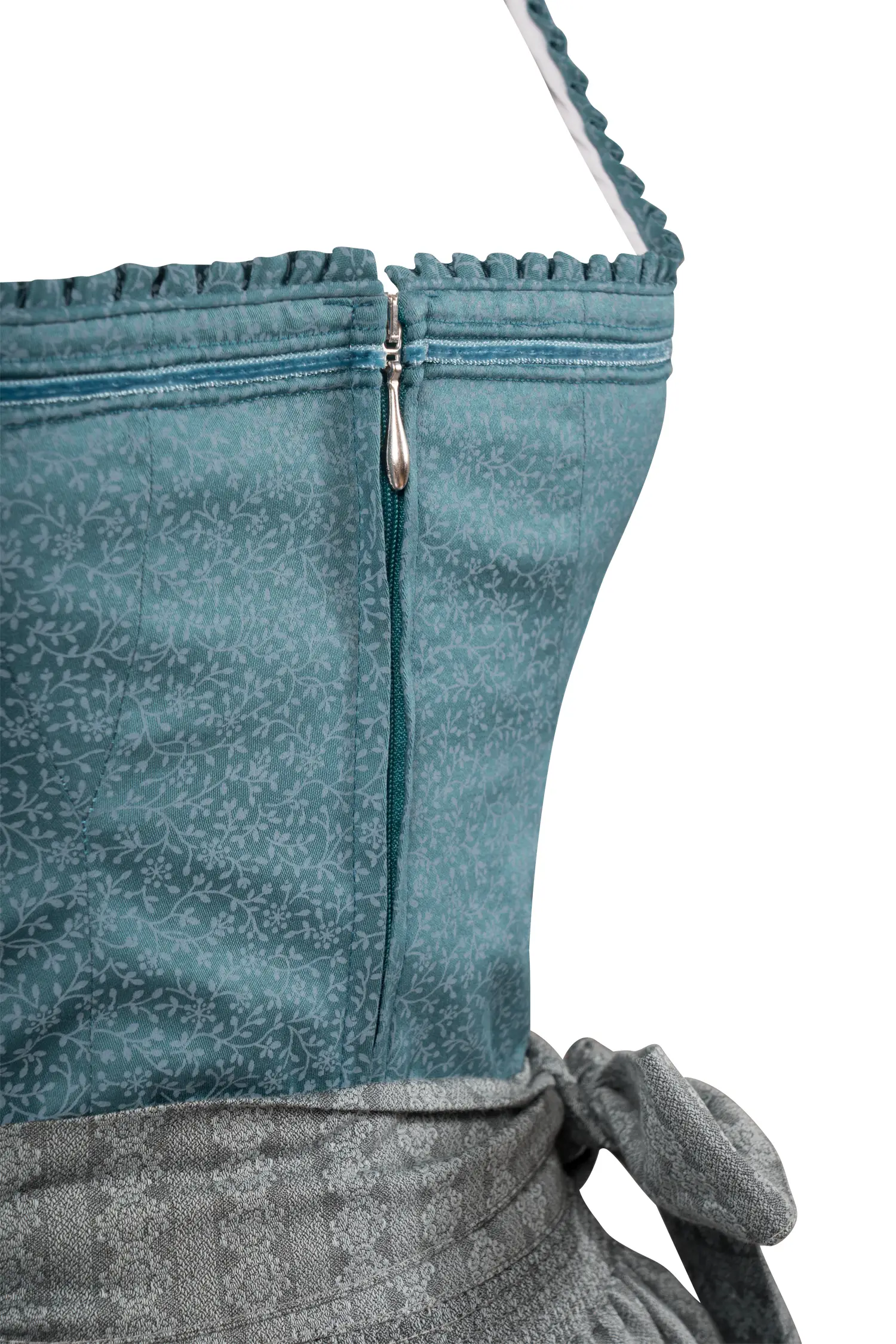 Limitiertes Dirndl Belinda in petrol - Detail Mieder