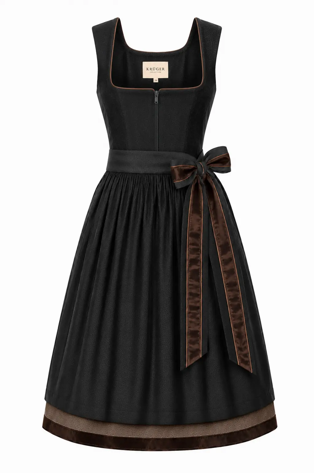 Braune Dirndl mit schwarzer Schürze von Krüger