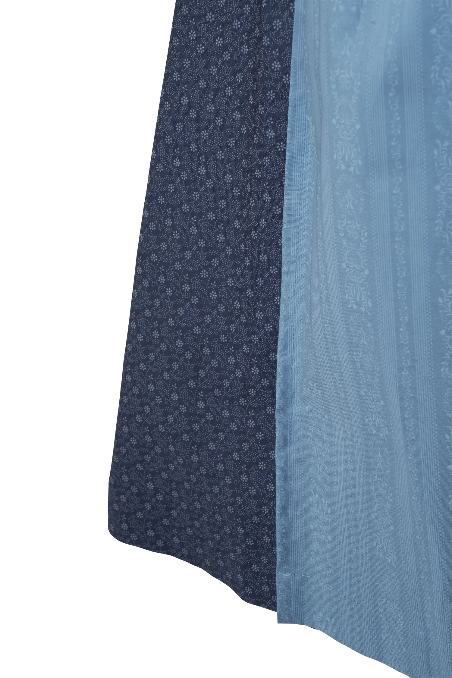 Stilechtes Dirndl Verena in dunkelblau / hellblau - Detail Rock