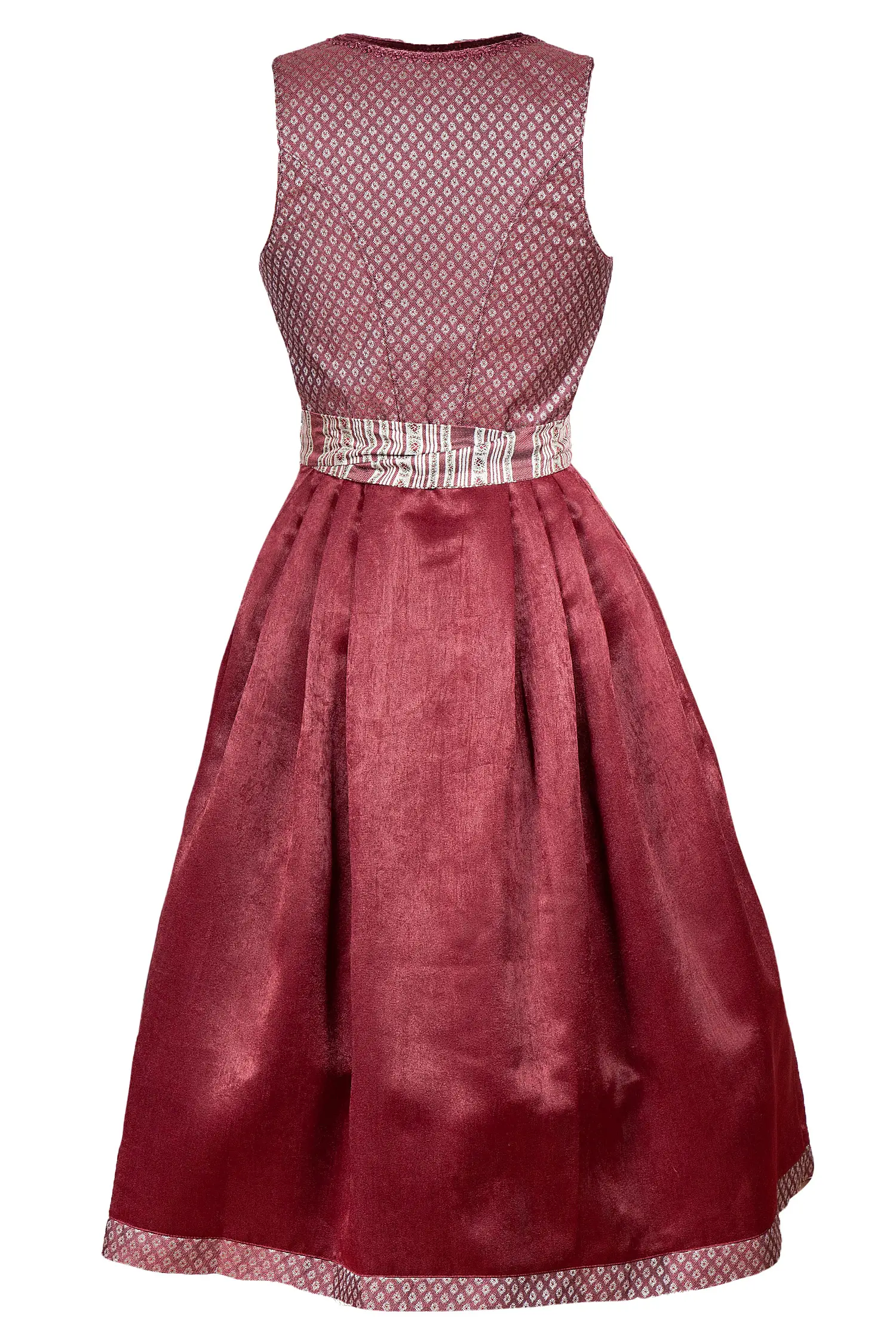 Dirndl in rot besonderer Schürze - Rückansicht