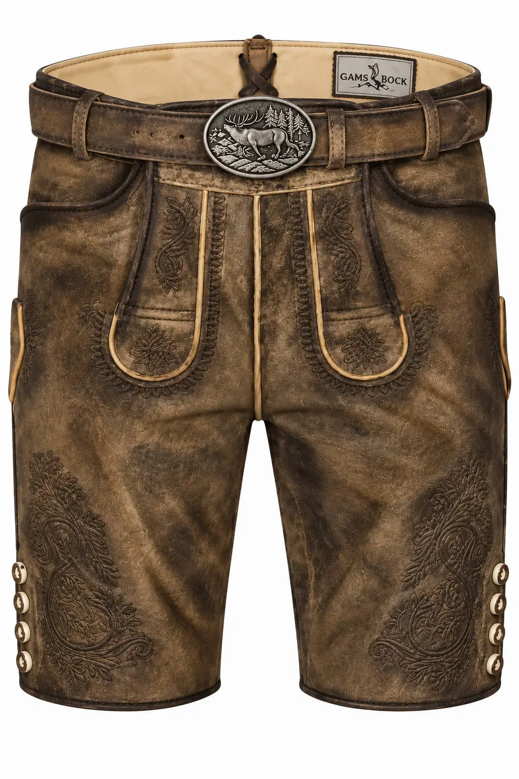 Lederhose Bertl von Gamsbock in Mittelbraun