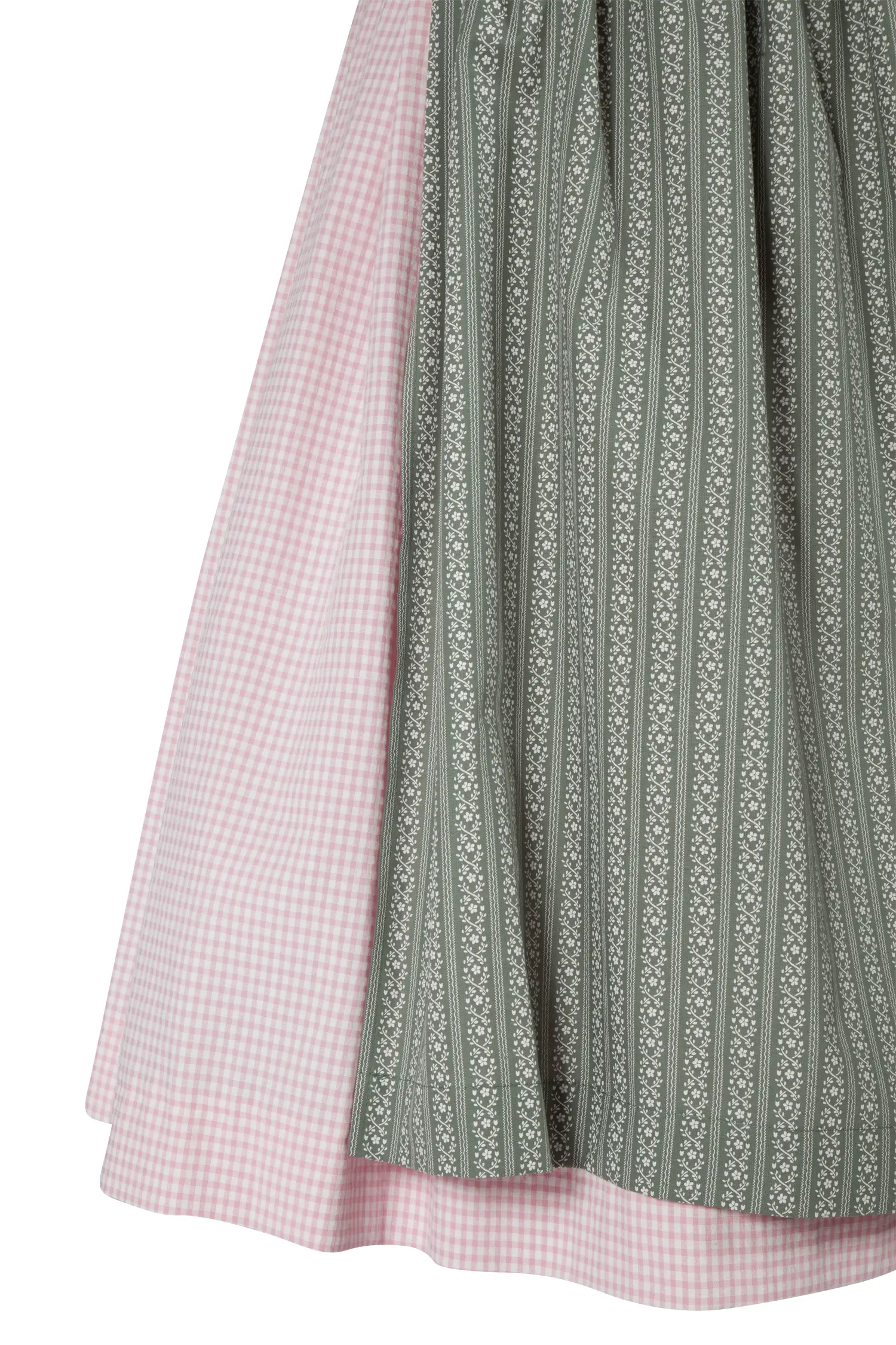 3091-1513-ro523-05-b6528 Dirndl Pillersee in altrosa mit kariertem Rock - Detail Rock