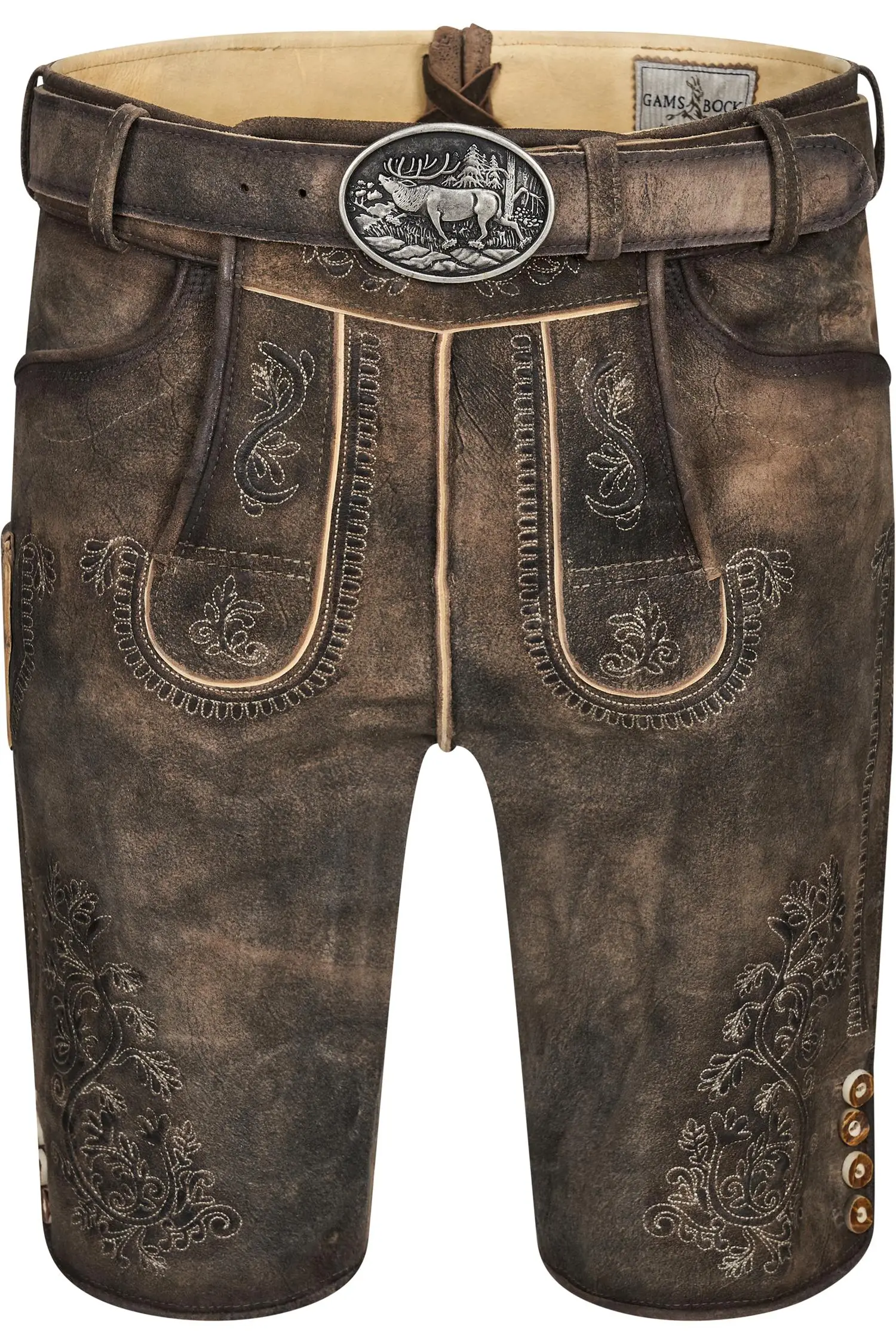 Lederhose Bertl von Gamsbock in Dunkelbraun Gamsbock Lederhose Bertl in Dunkelbraun