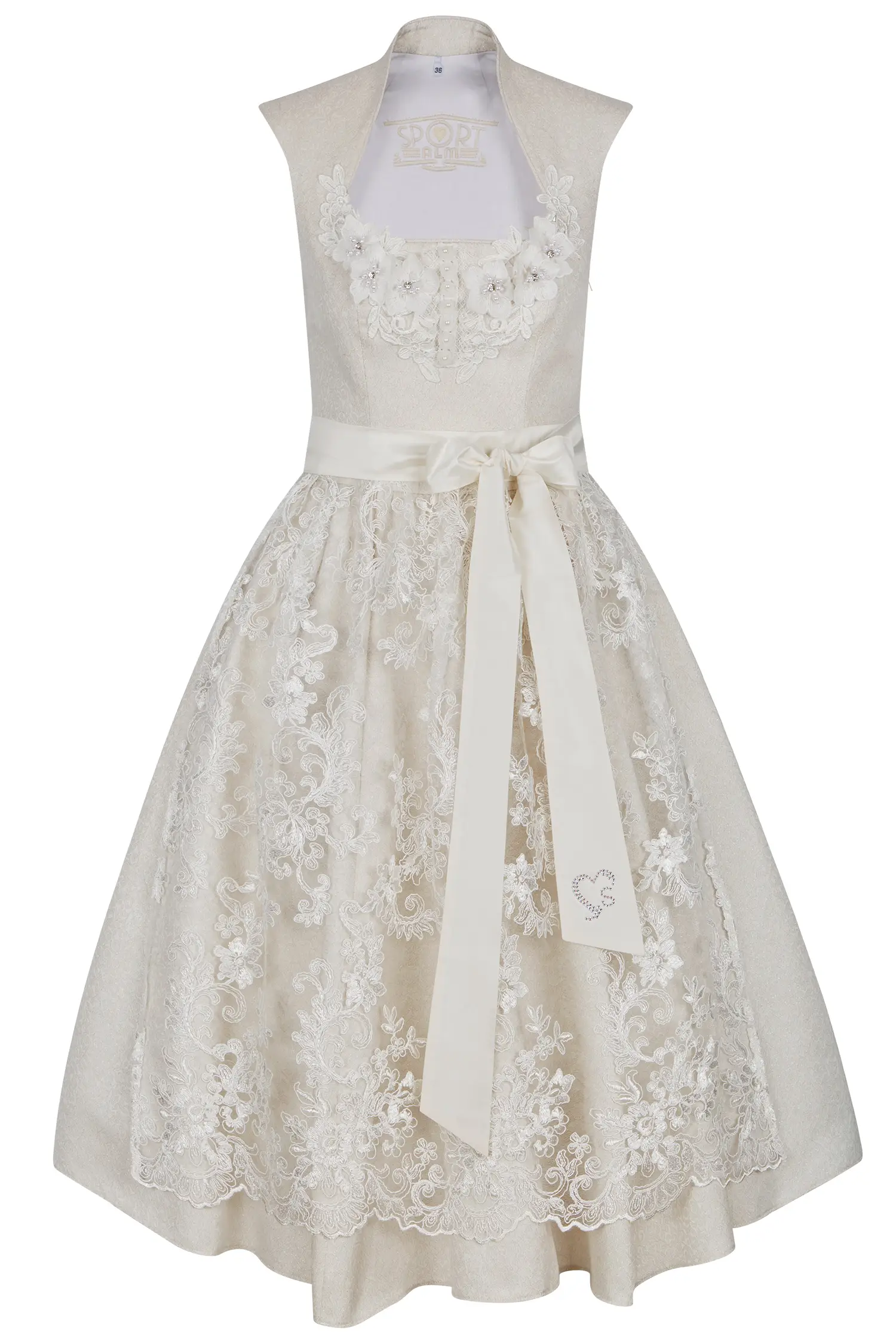 Sportalm Hochzeitsdirndl in creme mit Spitzenschürze