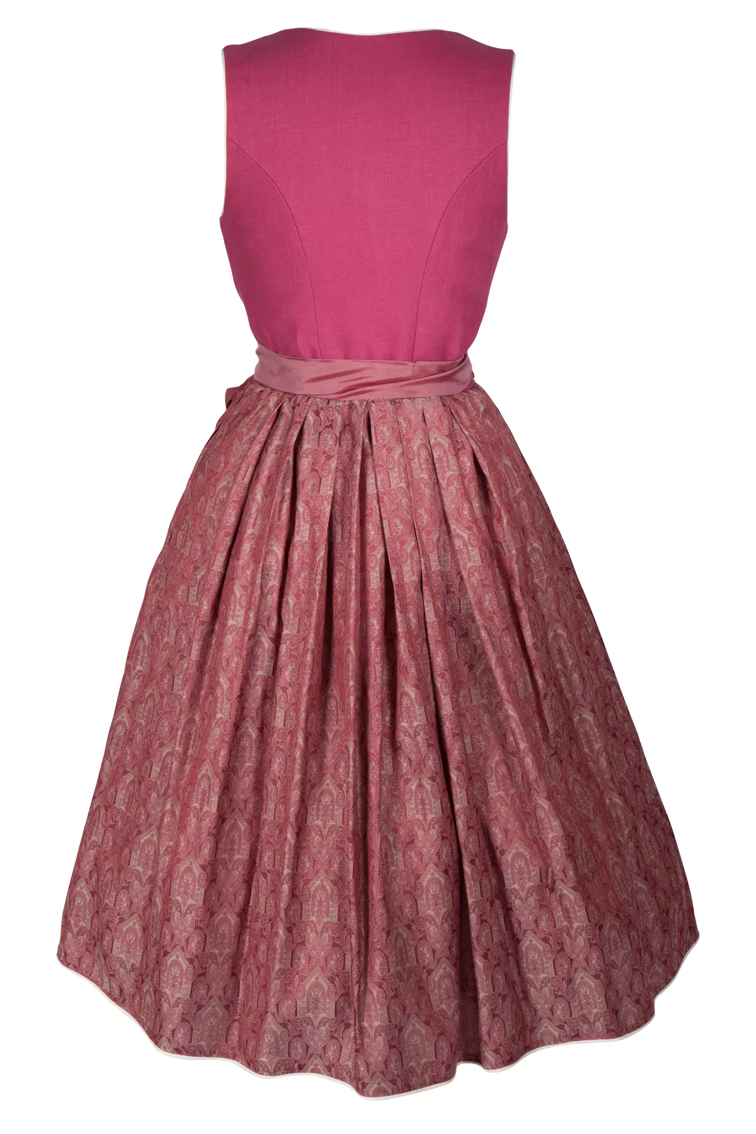 Wiesn Dirndl in pink mit schimmernder Schürze - Rückansicht