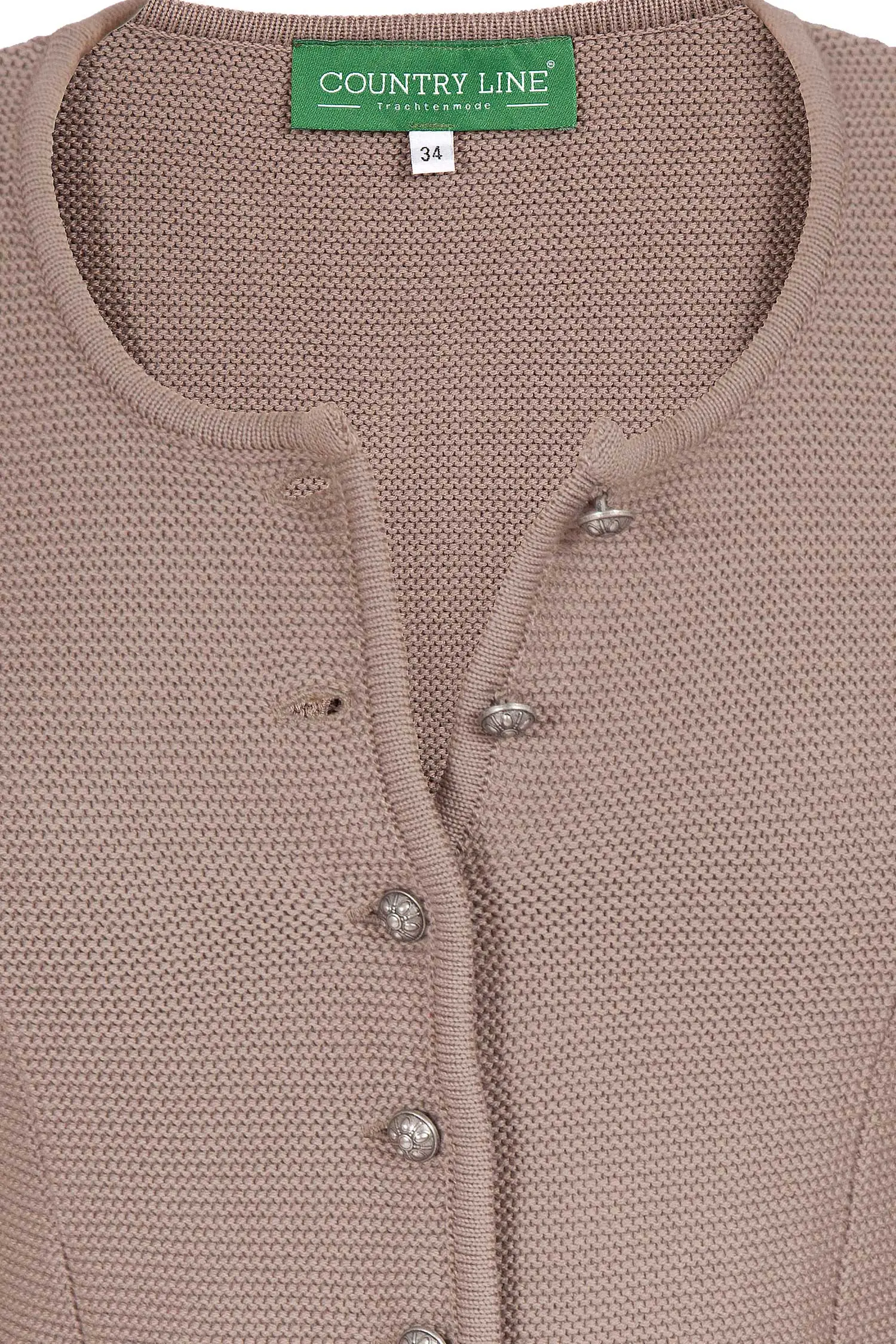 Strickjacke Trachtenjacke Damen taupe schlamm detail