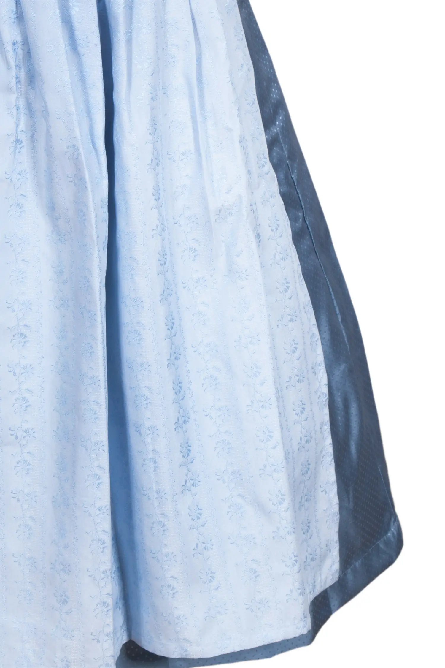 Midi Dirndl in hellblau mit Knöpfen und Blüten Detail
