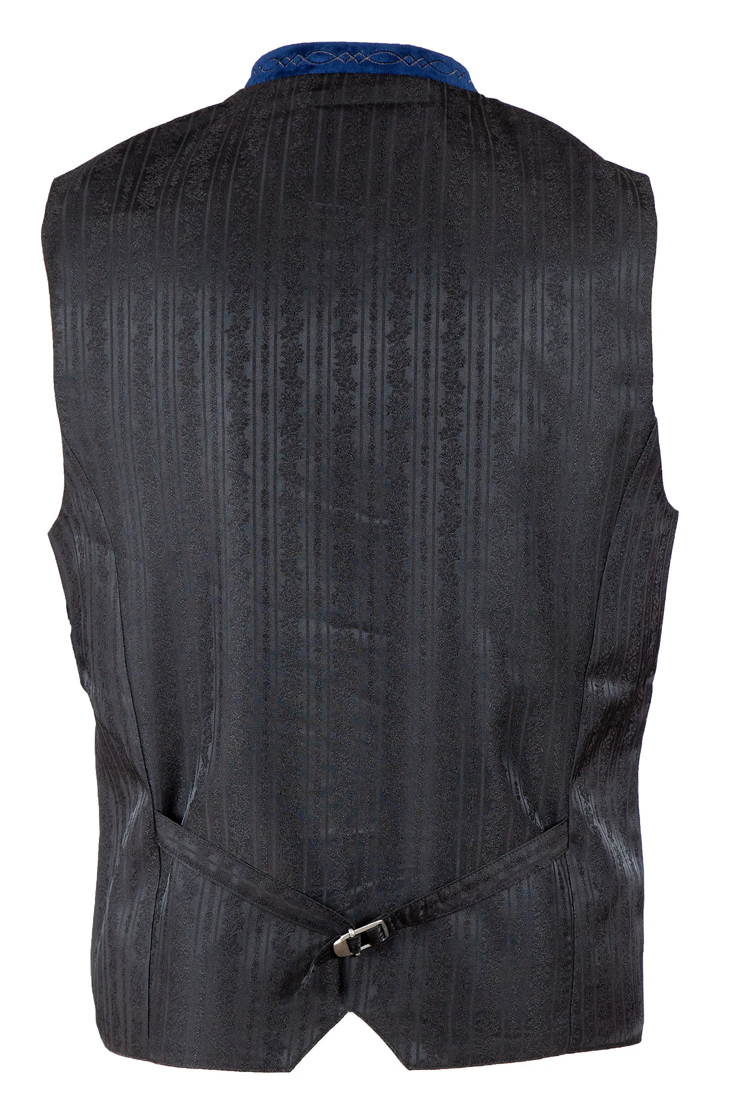 Trachtenweste Fabricio aus Loden in anthrazit und blauem Detail hinten