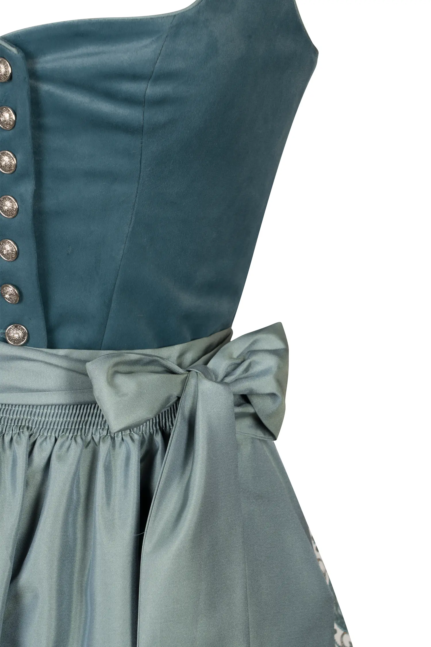 Samtdirndl Lauri in petrol - Detail Mieder