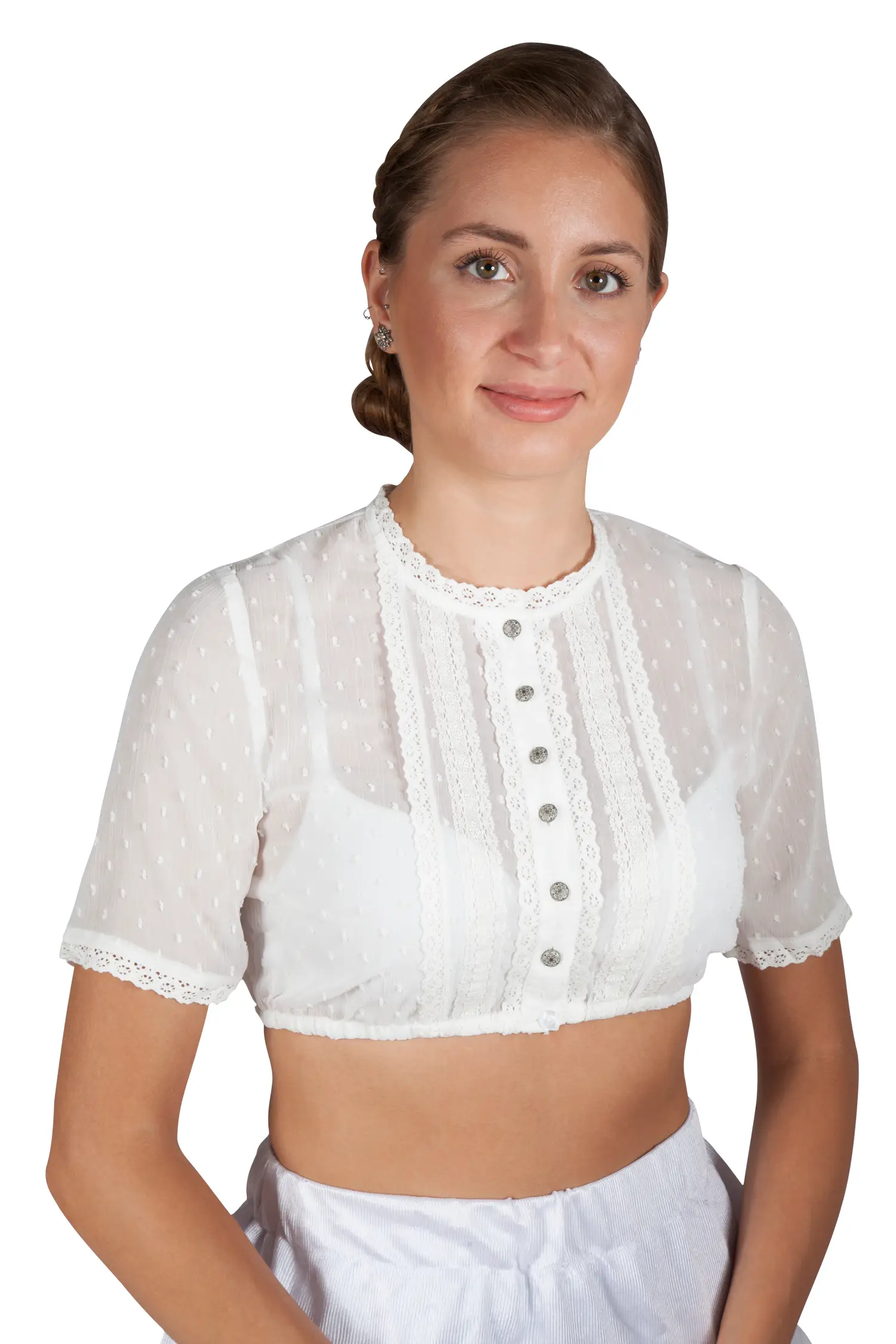 Hochgeschlossene Dirndlbluse Beatrice in off white