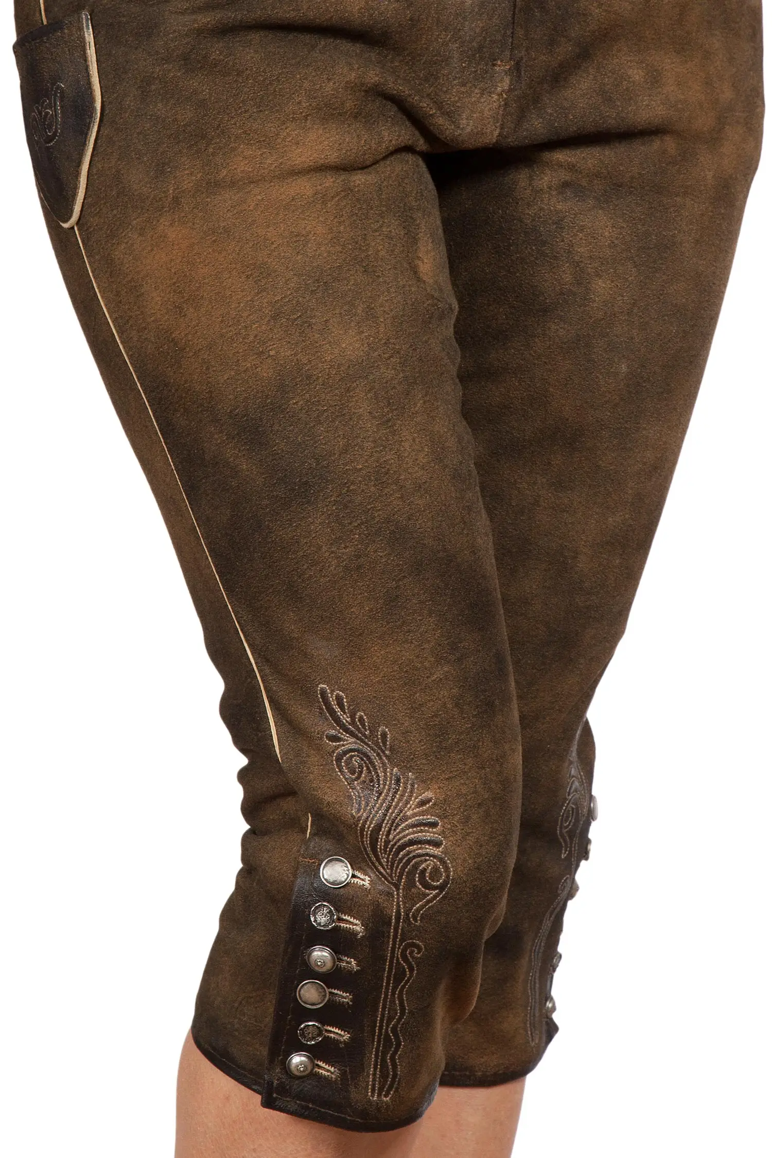 Kniebund Lederhose Ursula in braun für Damen Bein