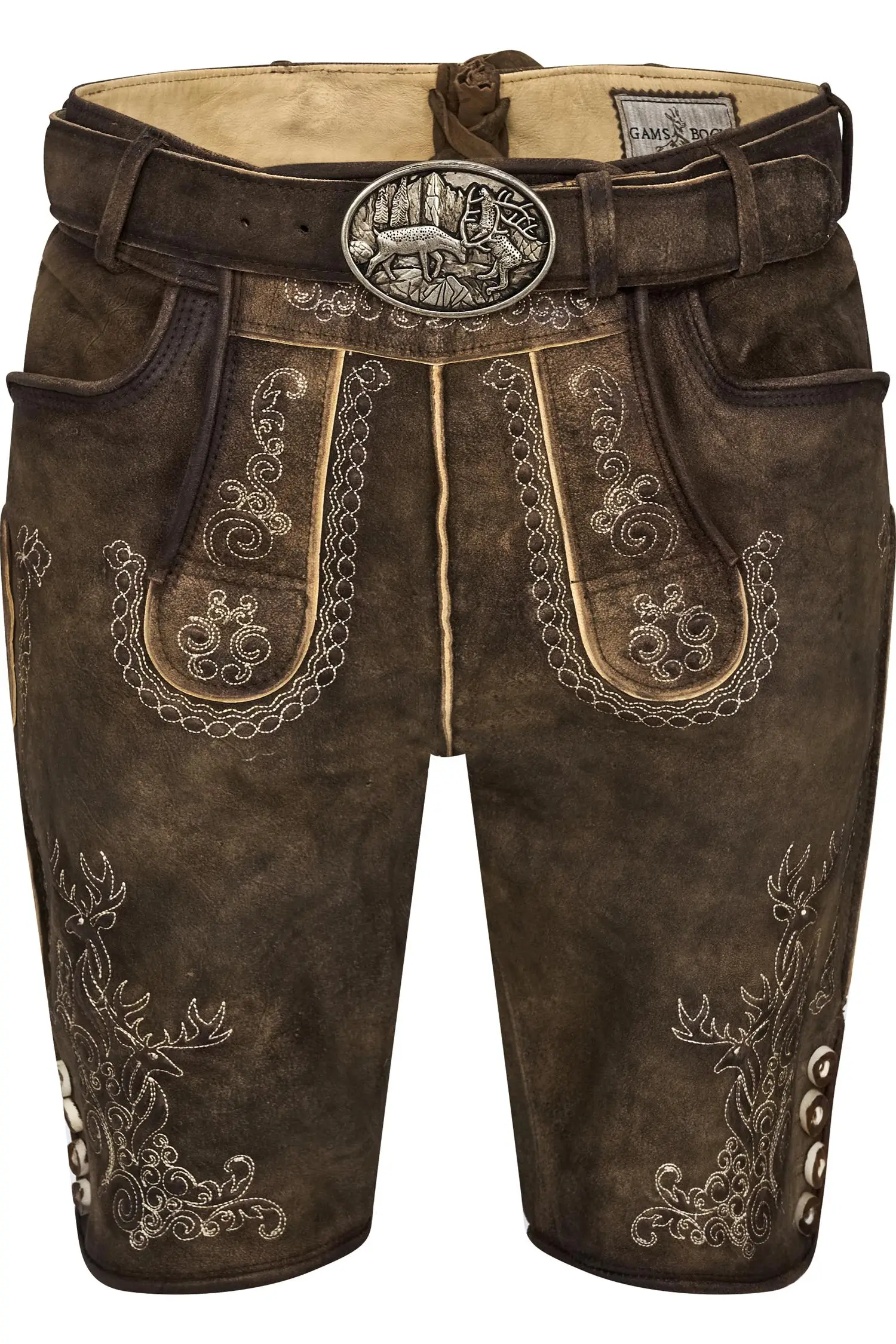 Lederhose Franz von Gamsbock in Grau