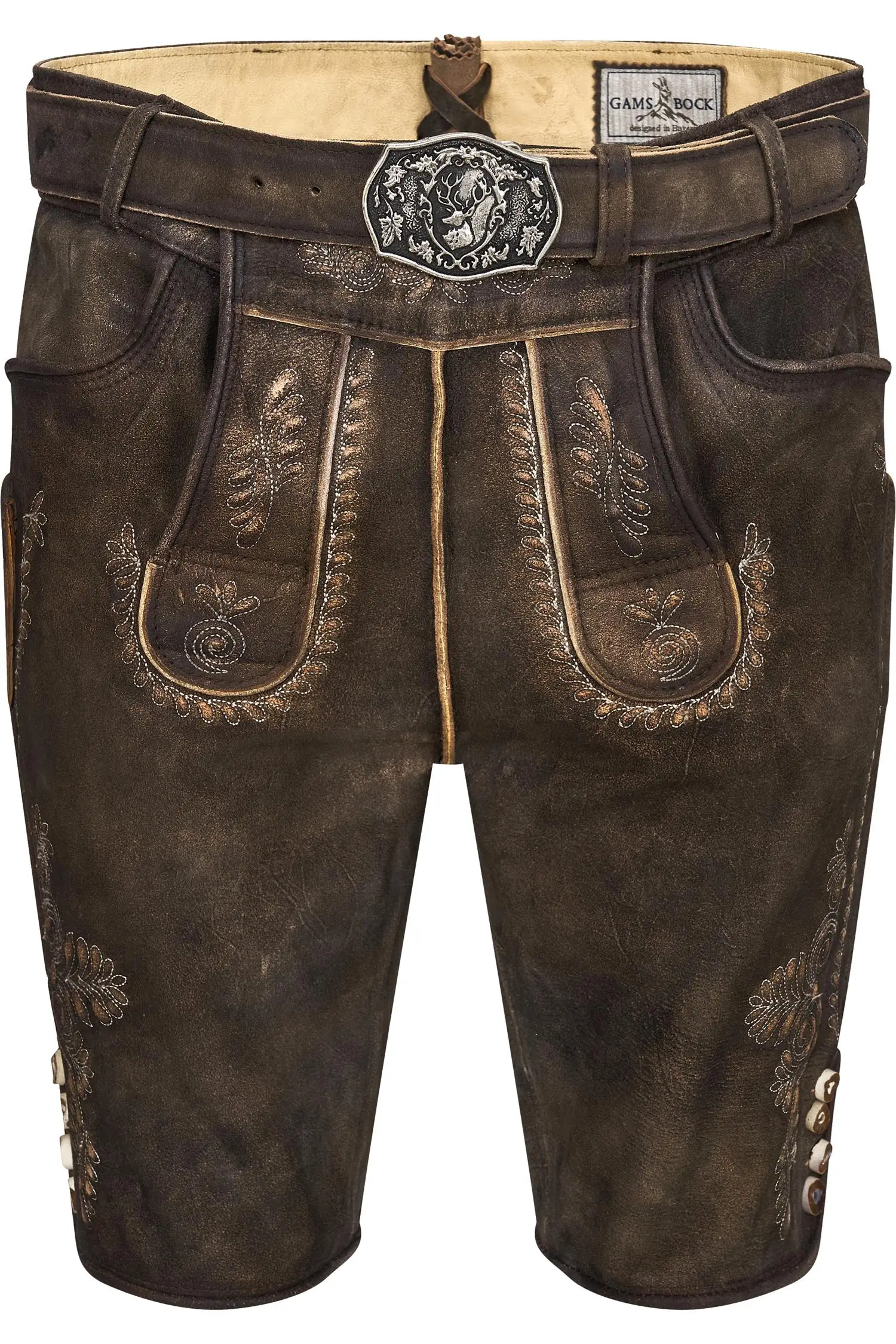 Lederhose Weimar in Dunkelbraun von Gamsbock