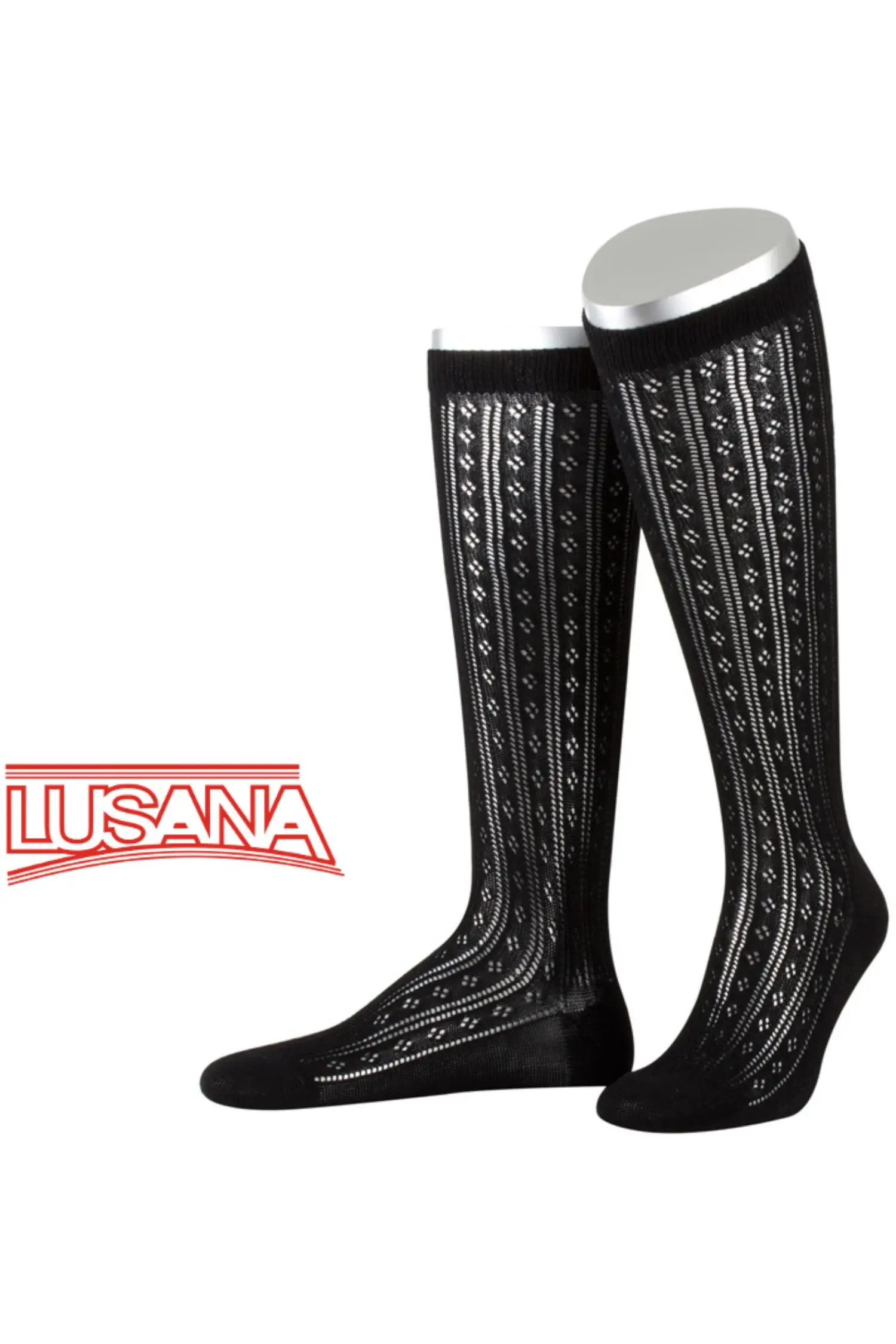 Lusana Trachtenkniestrumpf in Schwarz 