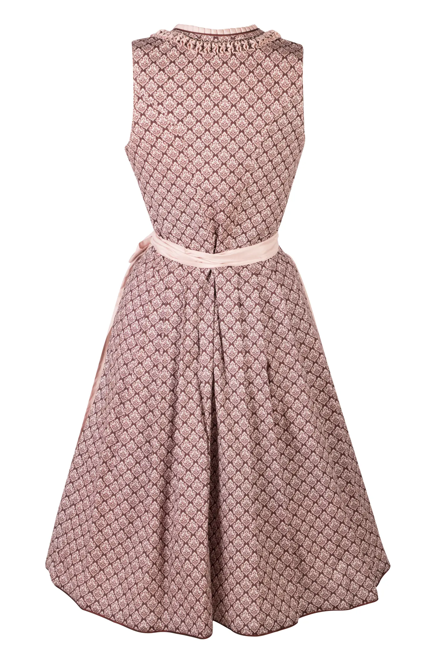 Gamsbock Dirndl in bordeaux / rosa - Rückansicht