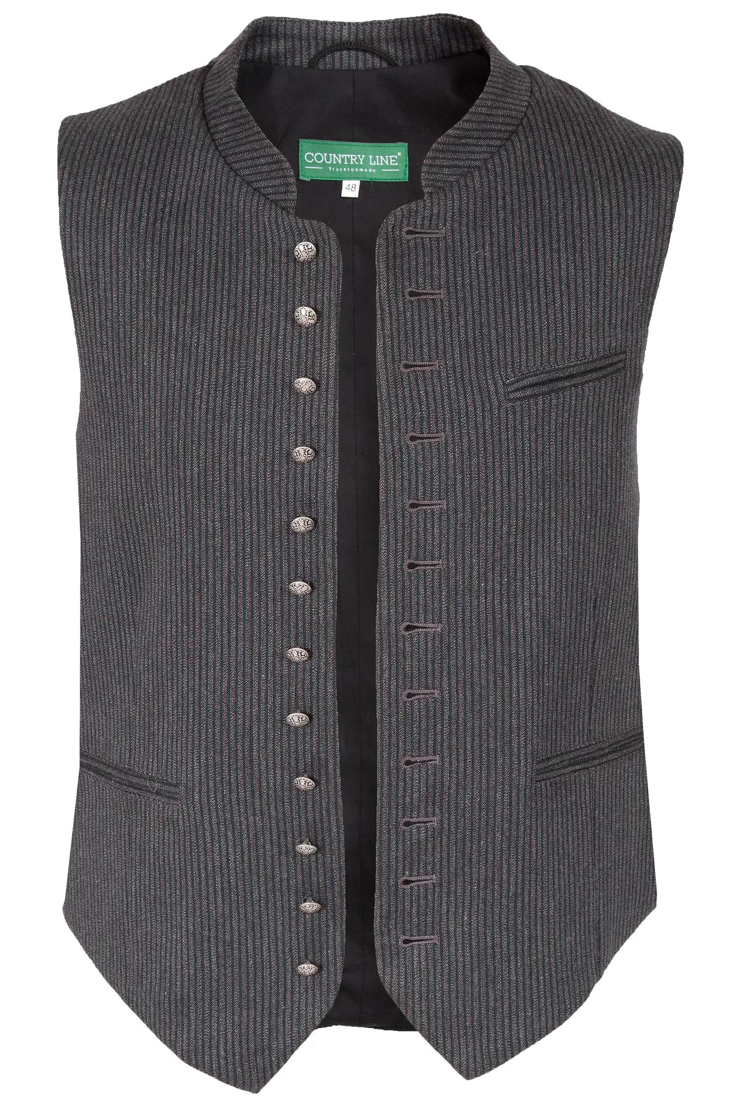 Herren Trachten Weste in grau und grün gestreift