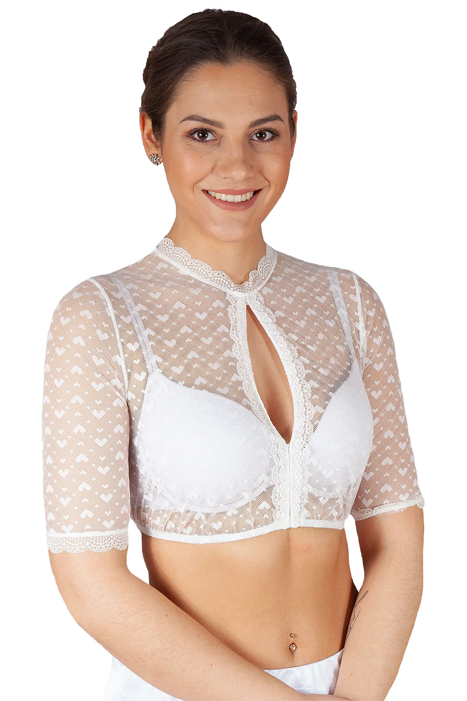2573-0060-BE2-23-03b-3662a Dirndlbluse aus Spitze hochgeschlossen ecru