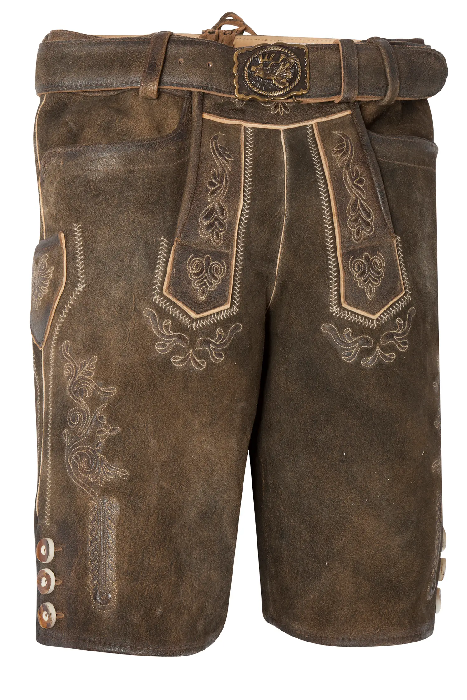 Lederhose Loisach in dunkelbraun mit Gürtel