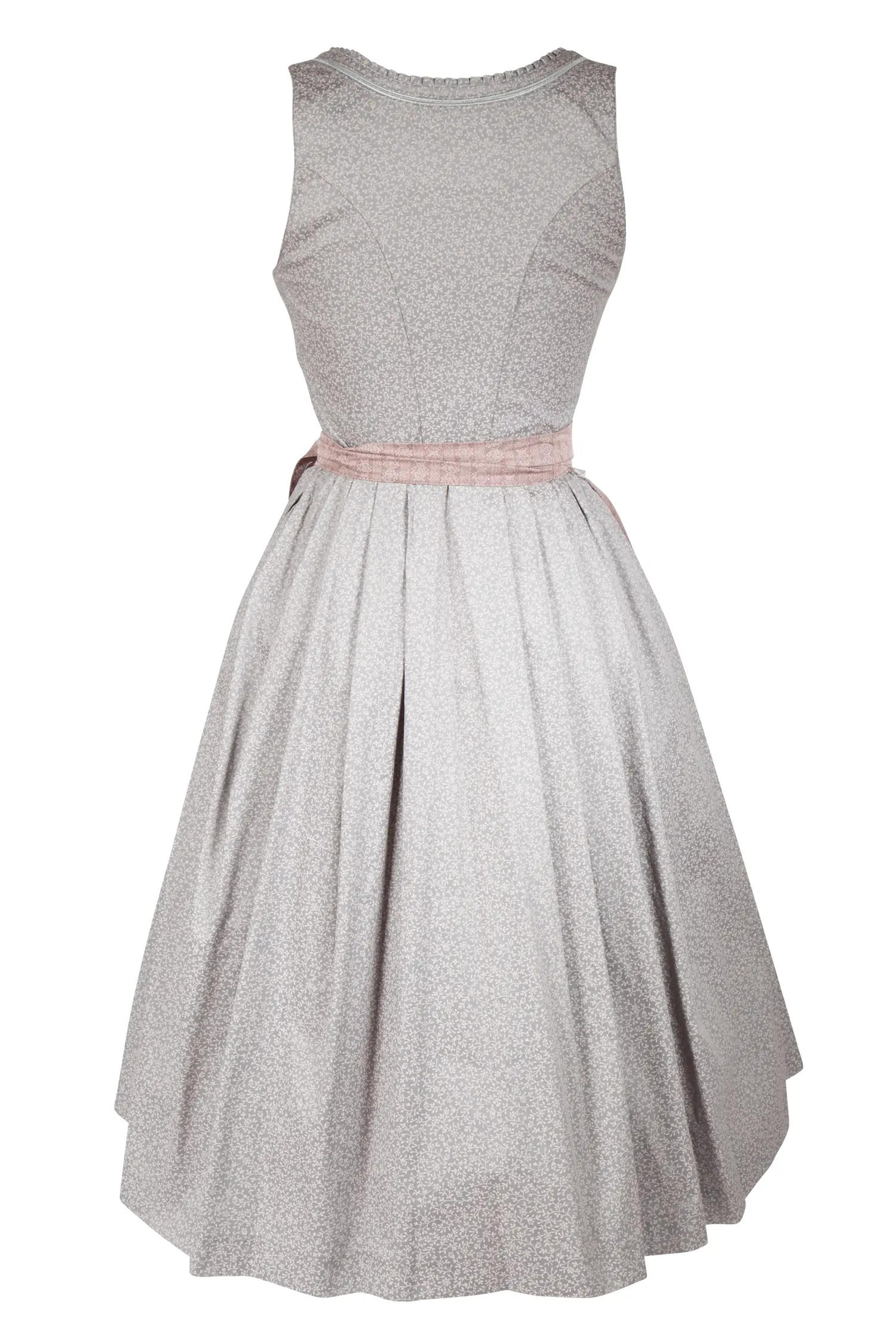 Dirndl in elegantem Grau mit Rosa - Rückansicht