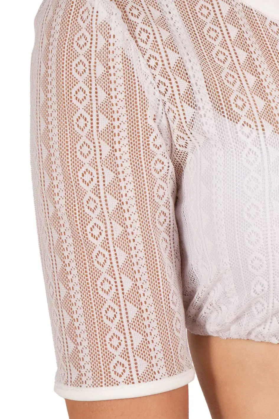 Dirndlbluse Hirse in creme aus Netzspitze Arm