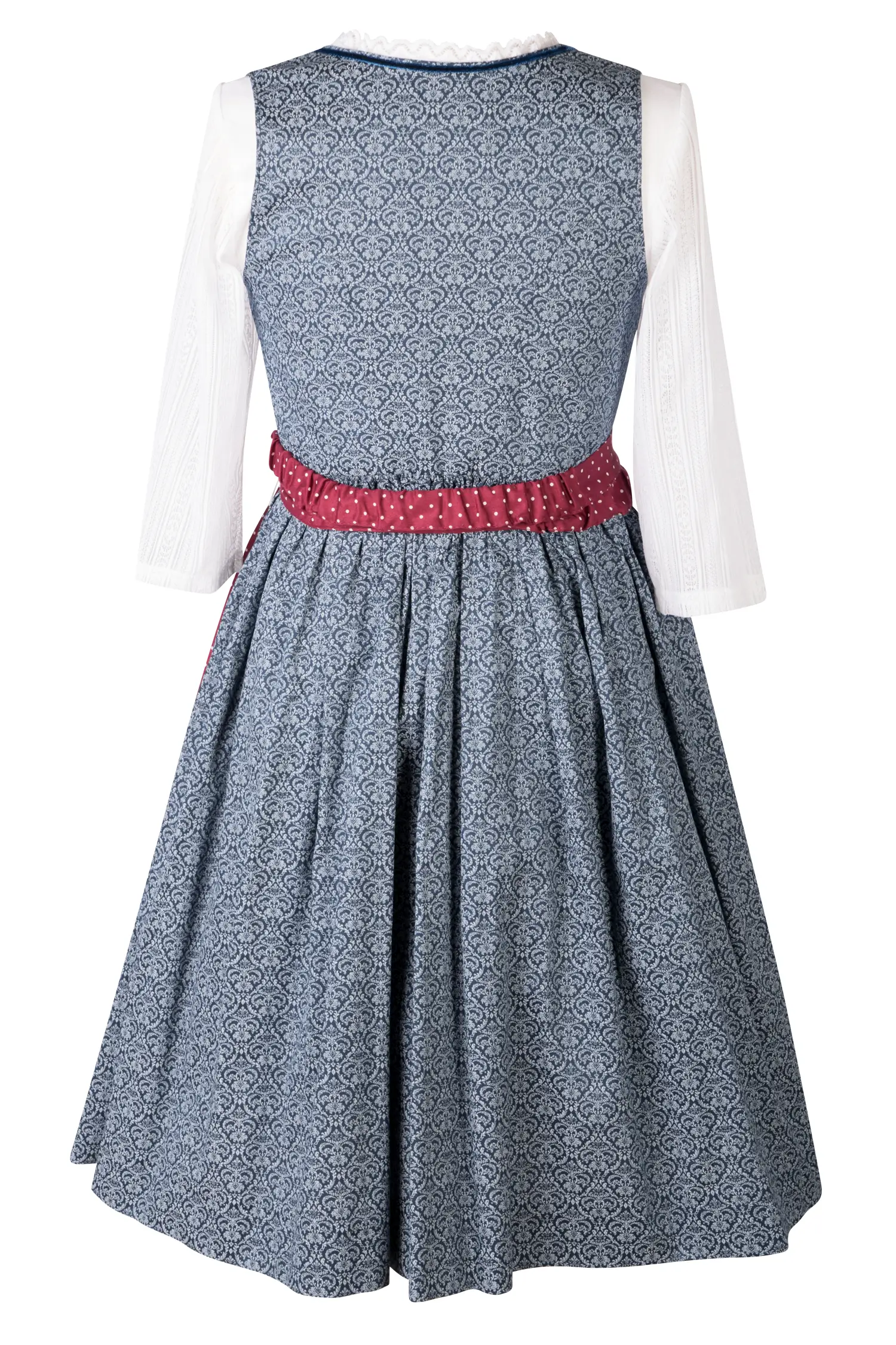 4753-1466-bl7-23-09-04029007zUsiDdw9HisW 3 tlg. Kinderdirndl Rosalie in blau mit Shirt und Schürze - Rückansicht