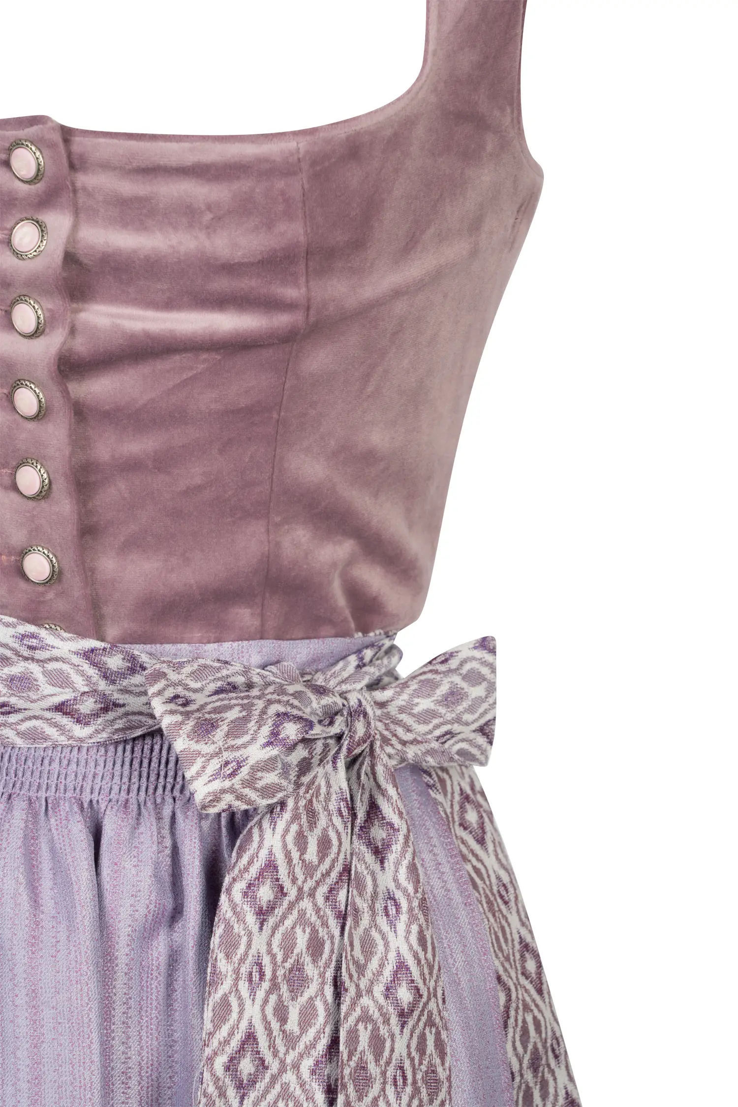 Dirndl Iliana in flieder mit Samtmieder - Detail Mieder