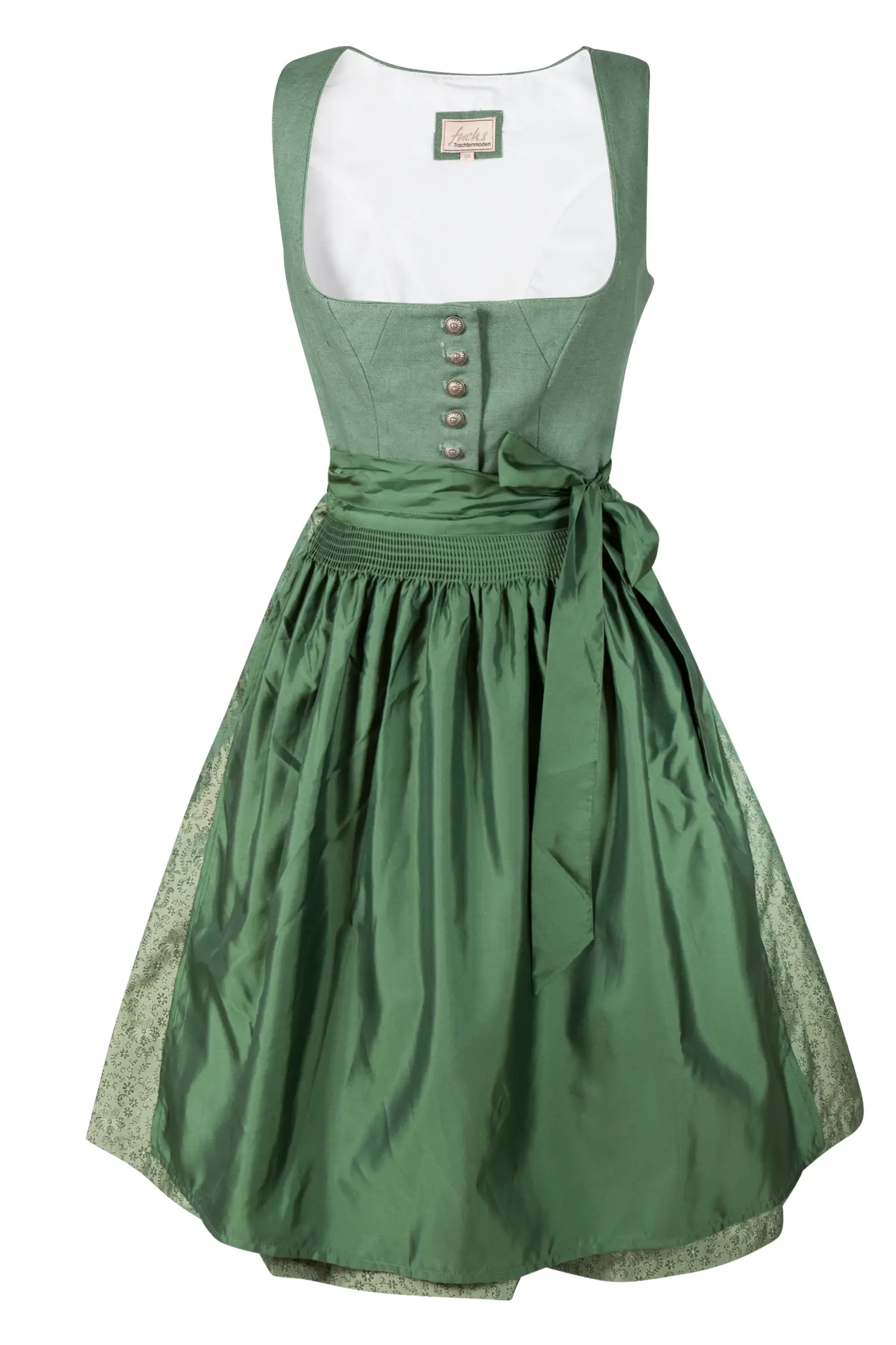 3094-1282-gn7-23-07b-1182 Dirndl Zelig in grün mit festlichem Jacquard Rock