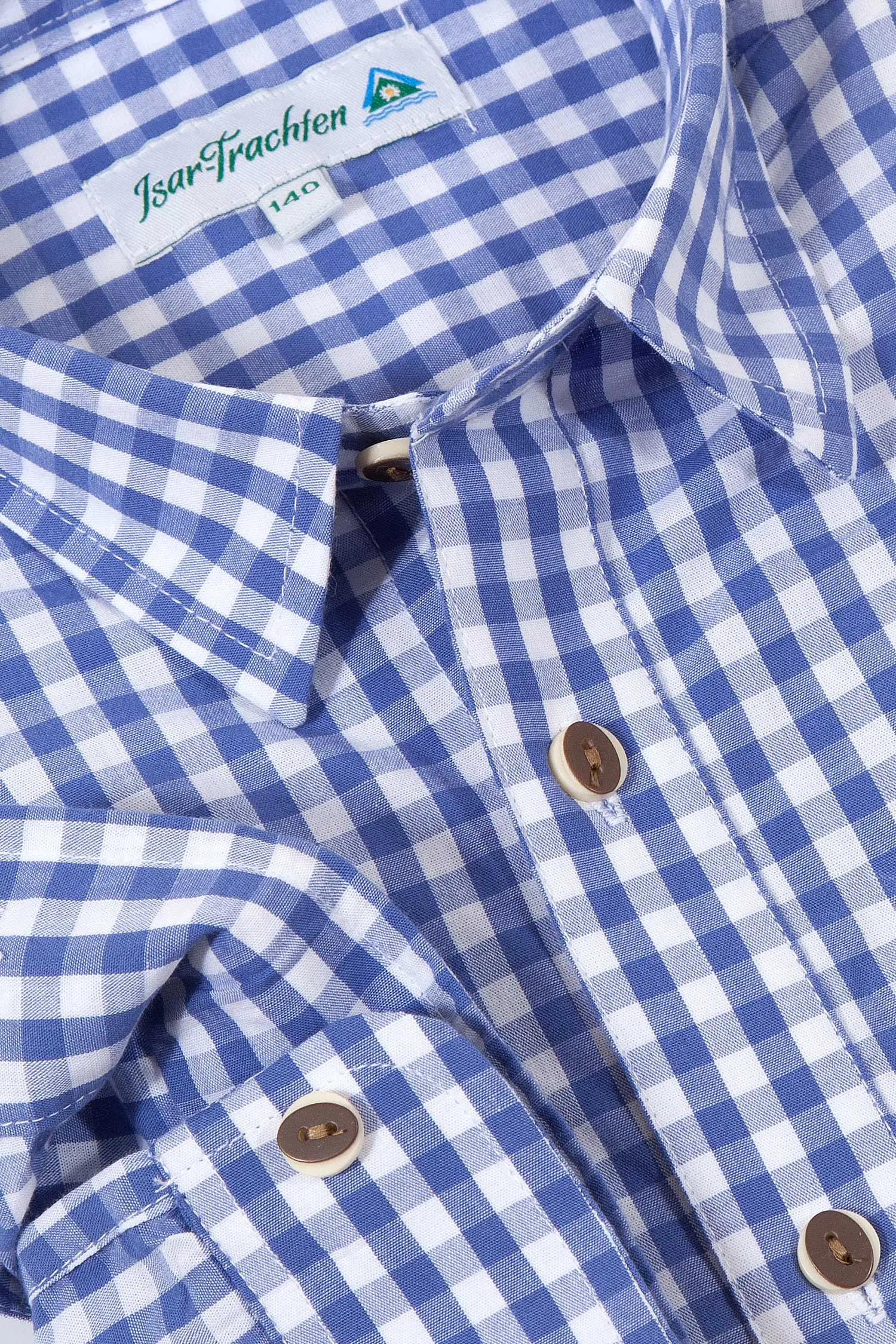 Kinder Trachtenhemd blau kariert Kinderhemd zur Tracht Detail