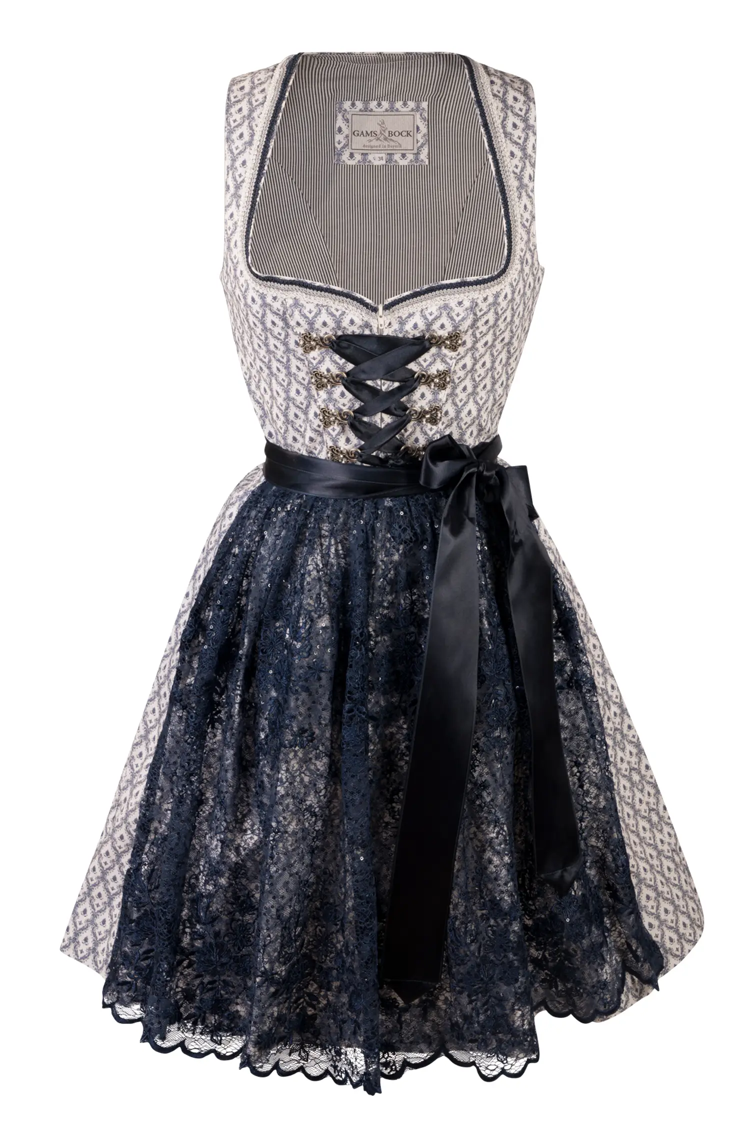 3051-1522-bl5-23-08-1701880 Dirndl in weiß / blau mit Netzschürze