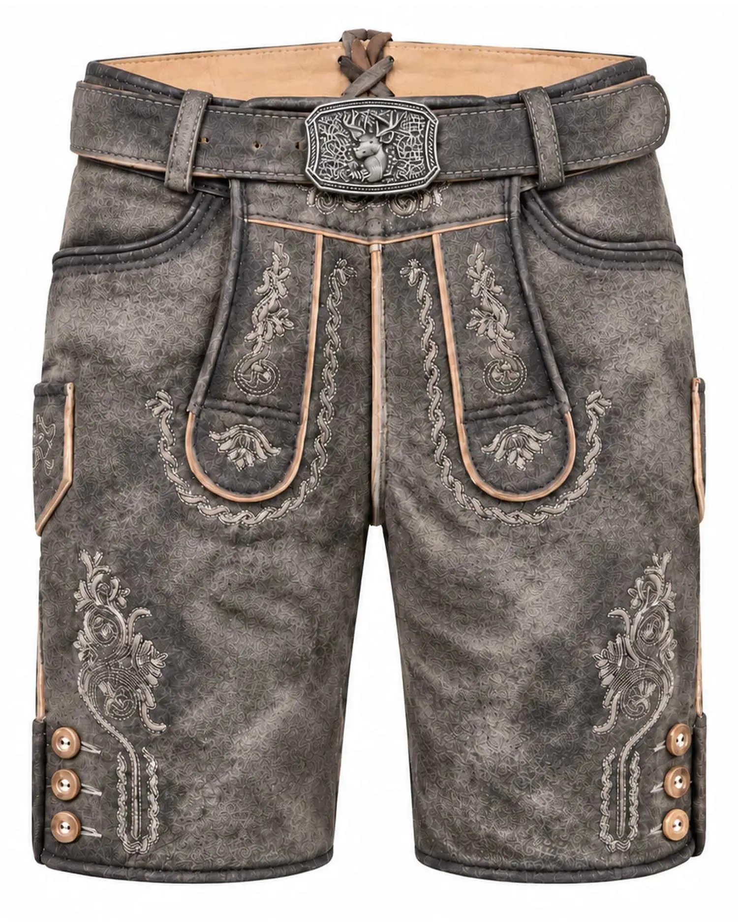 Lederhose Ludwig in Grau von Gamsbock