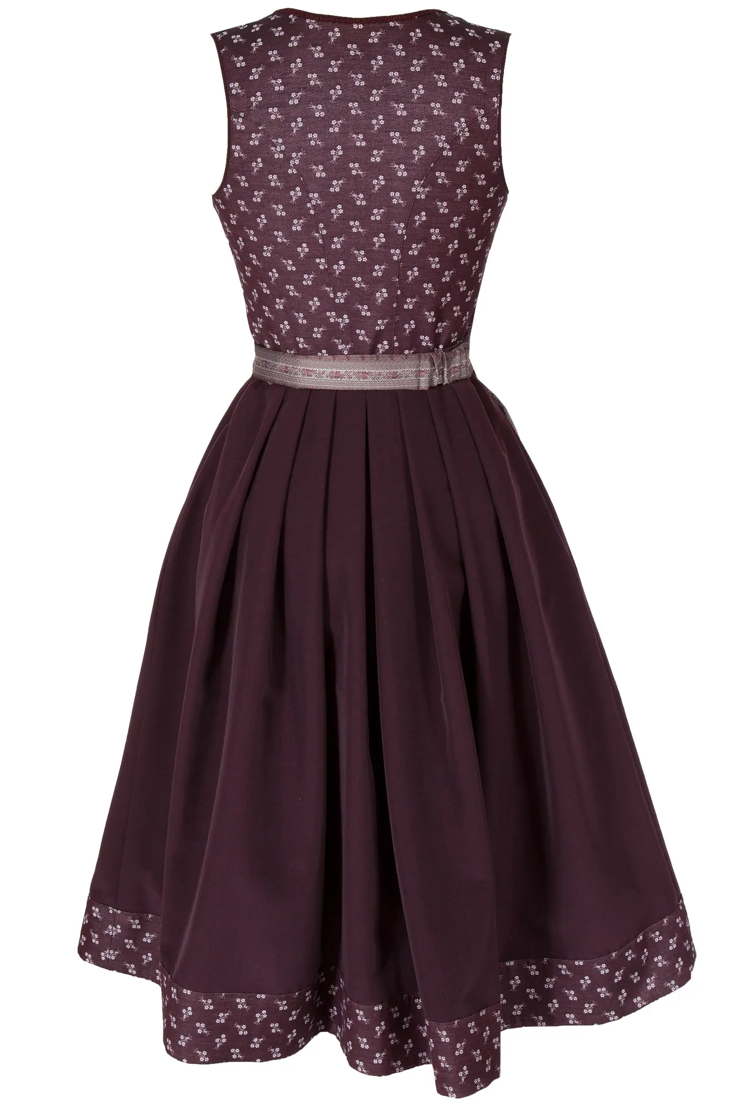 Midi Dirndl in burgund mit Reißverschluss hinten