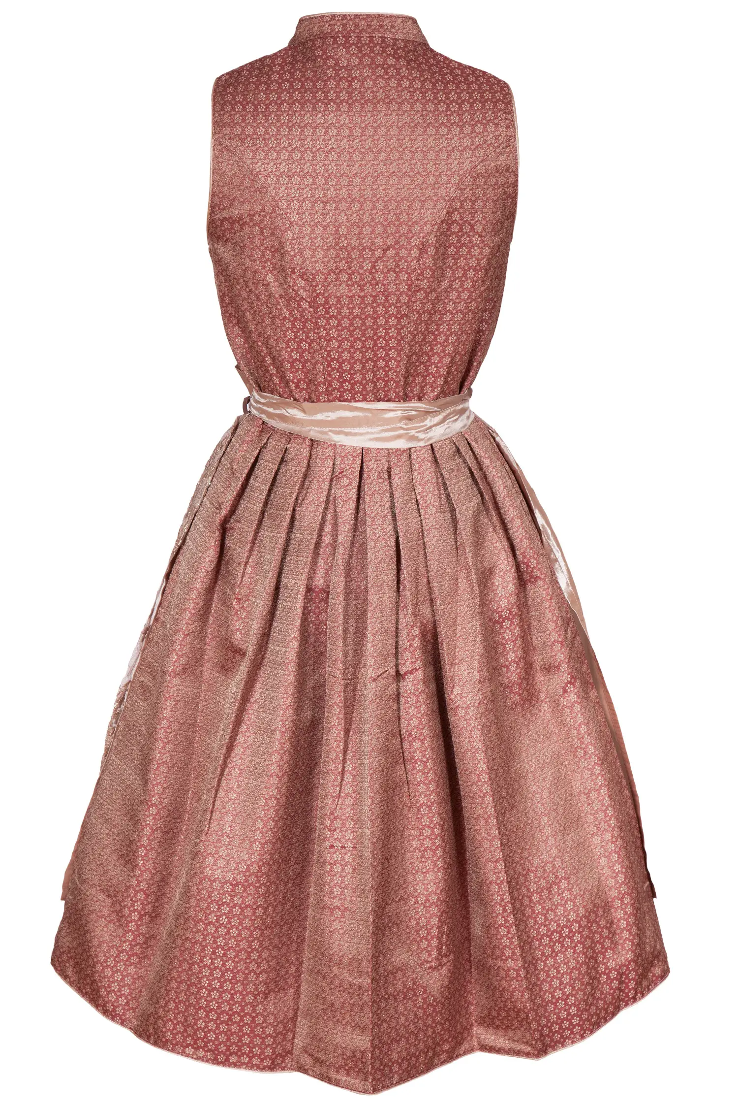 Midi Dirndl in rosenholz mit Spitzenschürze hinten