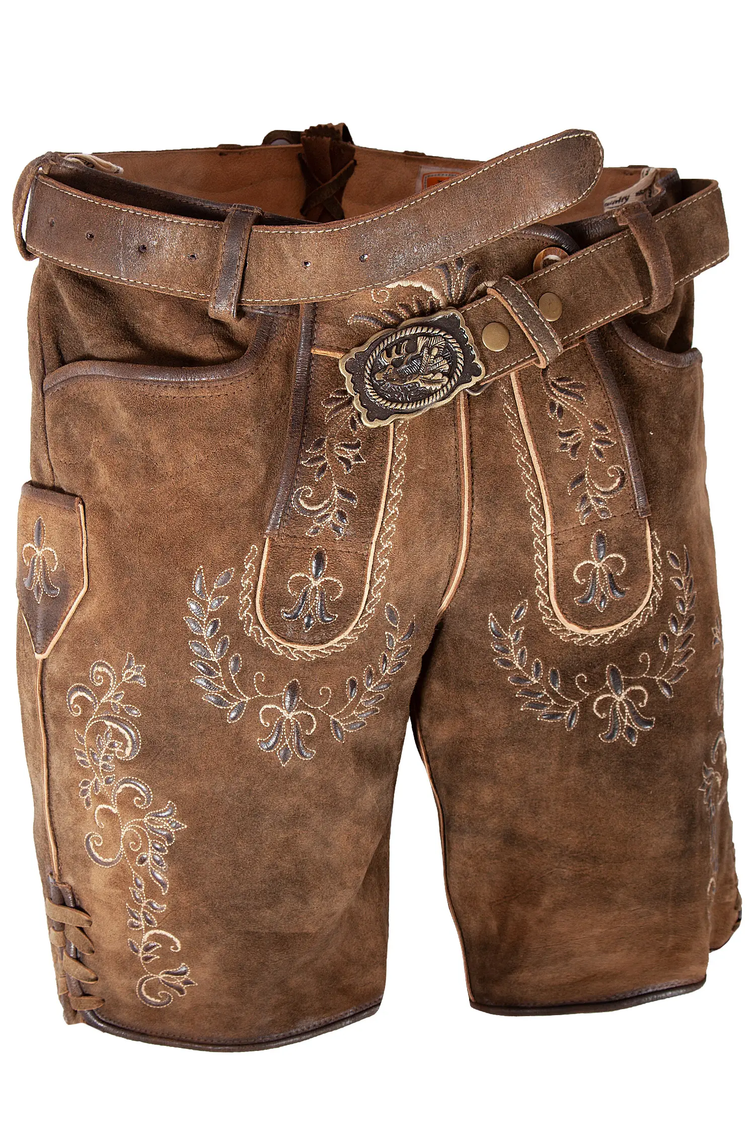 Lederhose kurz mit besonderer Stickerei