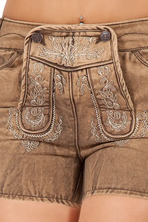 Trachten Jeans Shorts Ilsa in sand von Lekra Detail