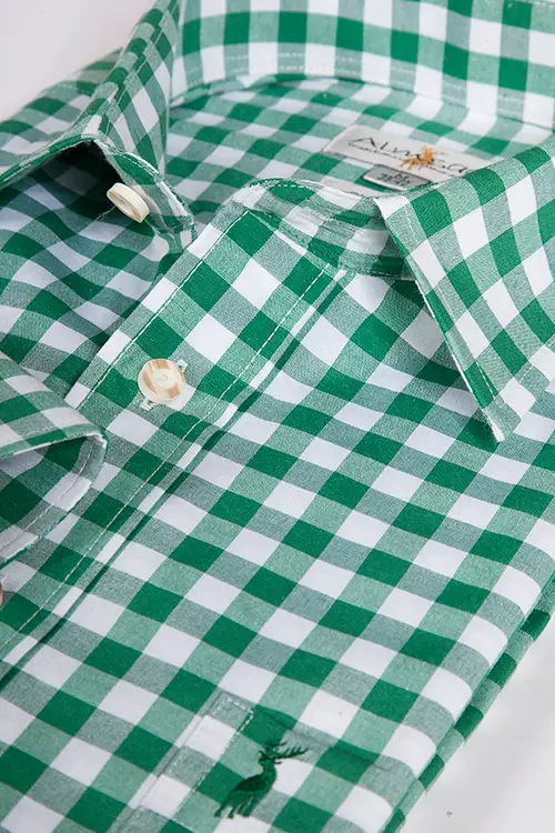 Trachten Hemd dunkelgrün tanne weiß groß kariert 2