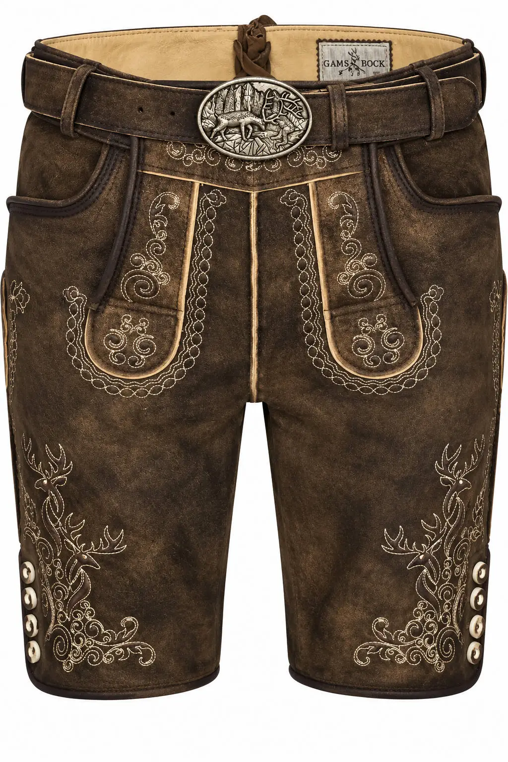 Lederhose Franz von Gamsbock in Grau