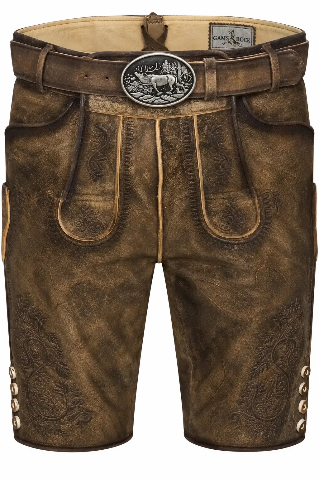 Lederhose Bertl von Gamsbock in Braun Gamsbock Lederhose Bertl in Braun