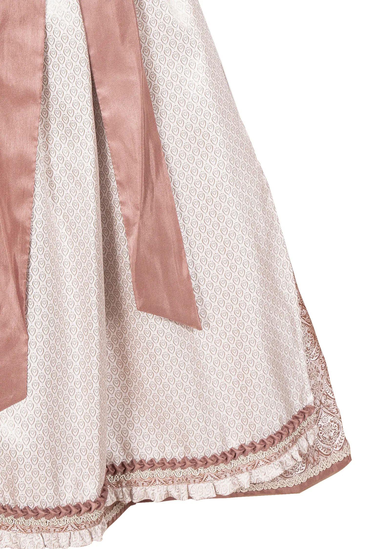 Edles Midi Dirndl in Nougat und creme und hellbraun Detail