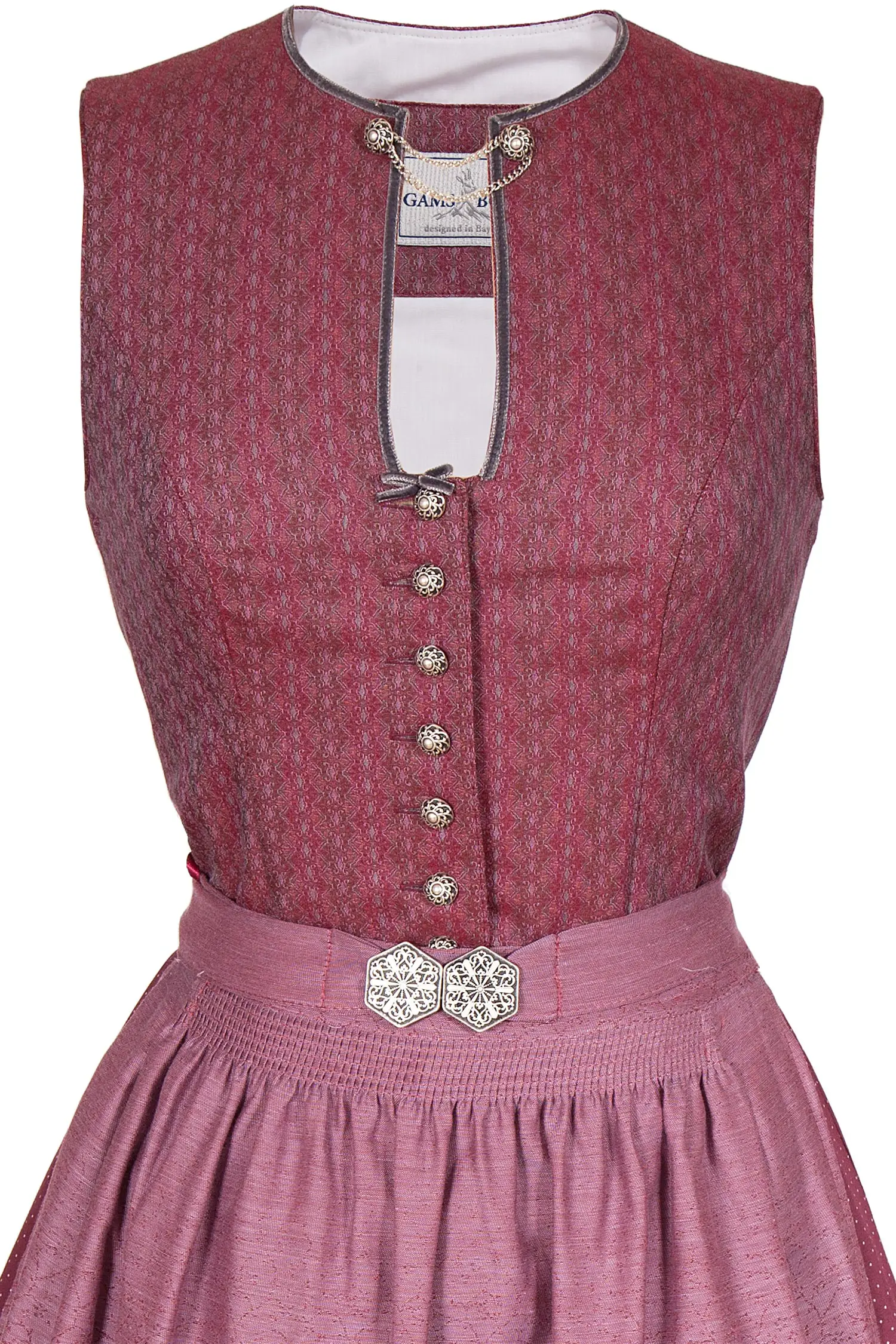 Midi Dirndl Viktoria in rosenholz und altrosa Mieder