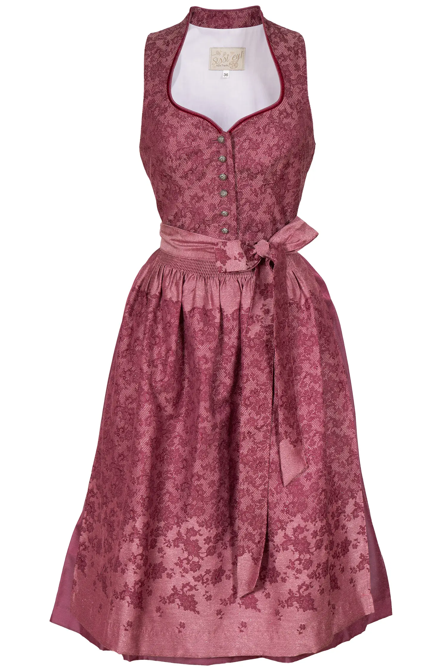 Midi Dirndl Franceska in beere mit Schneewittchenkragen