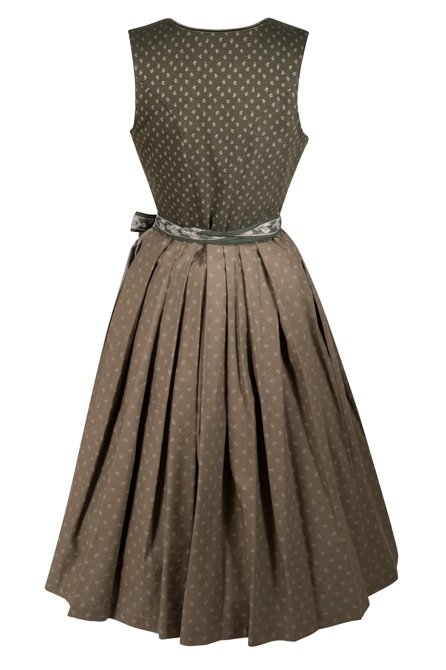 Exclusives Stretch-Dirndl in oliv - Rückansicht
