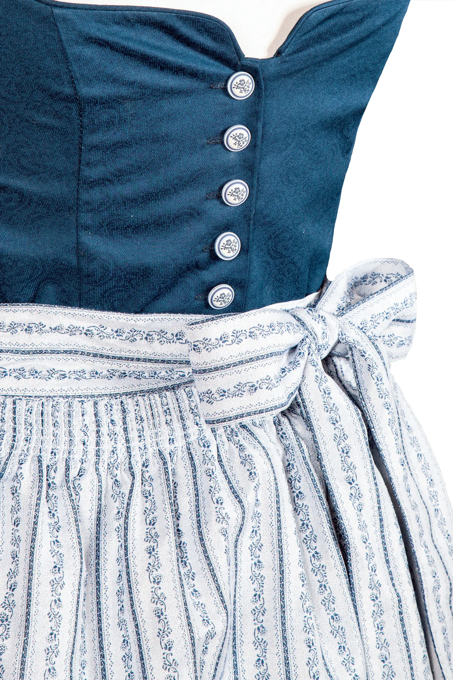 Dirndl "Rafaela" in dunkelblau - Detail Mieder