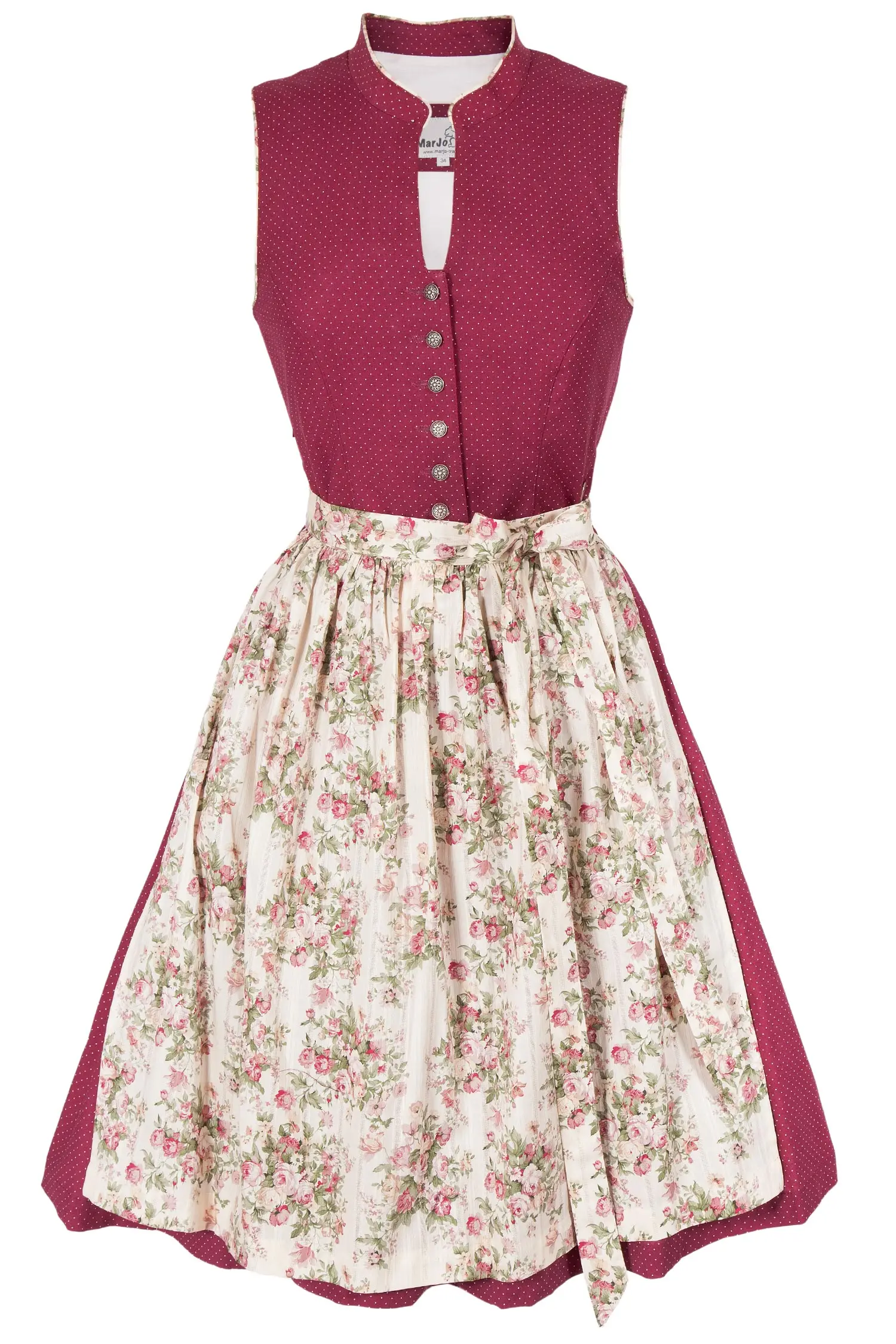 Mini Dirndl Gerlinda in weinrot aus Baumwolle 