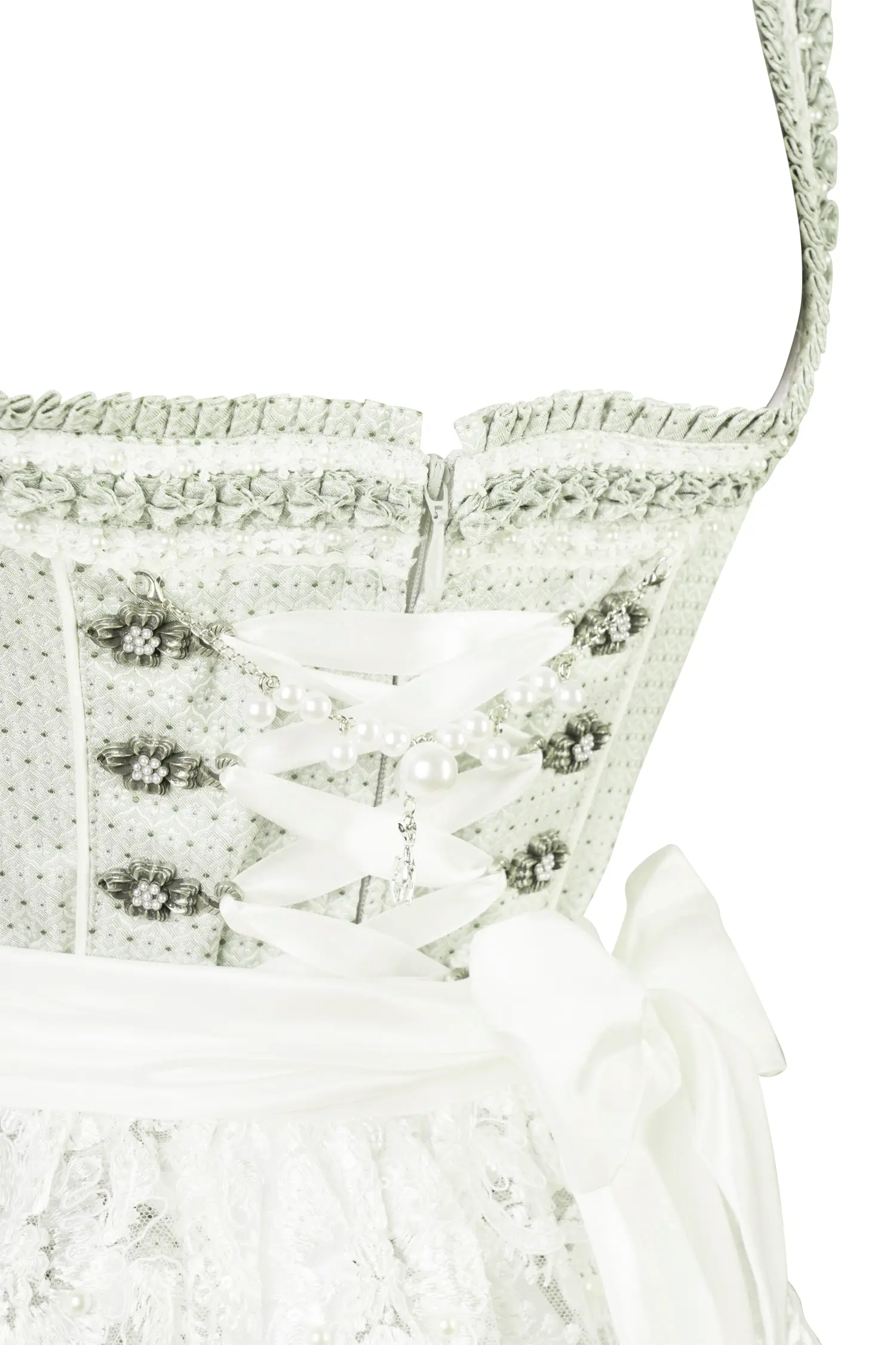 Dirndl Inka in hellgrün mit aufregenden Details - Detail Mieder