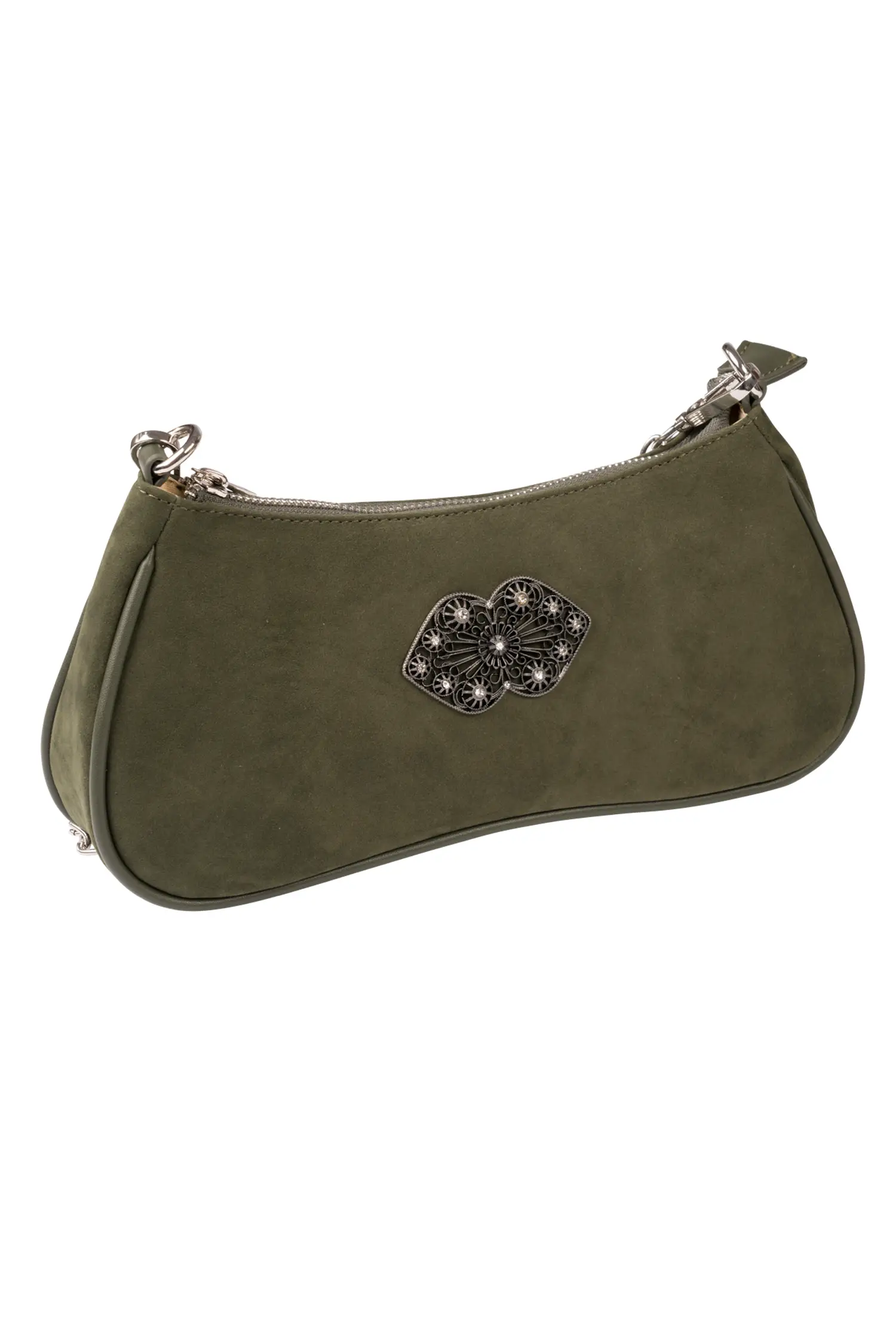 Trachtentasche oliv mit Strass und Wechselriemen