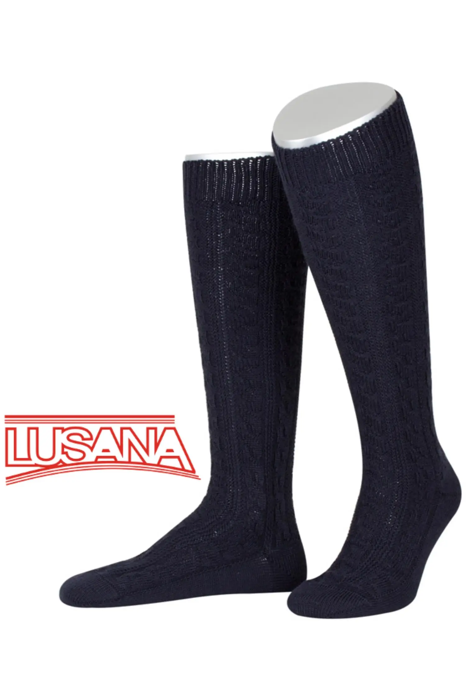 Lusana Trachtenkniestrumpf Dunkelblau